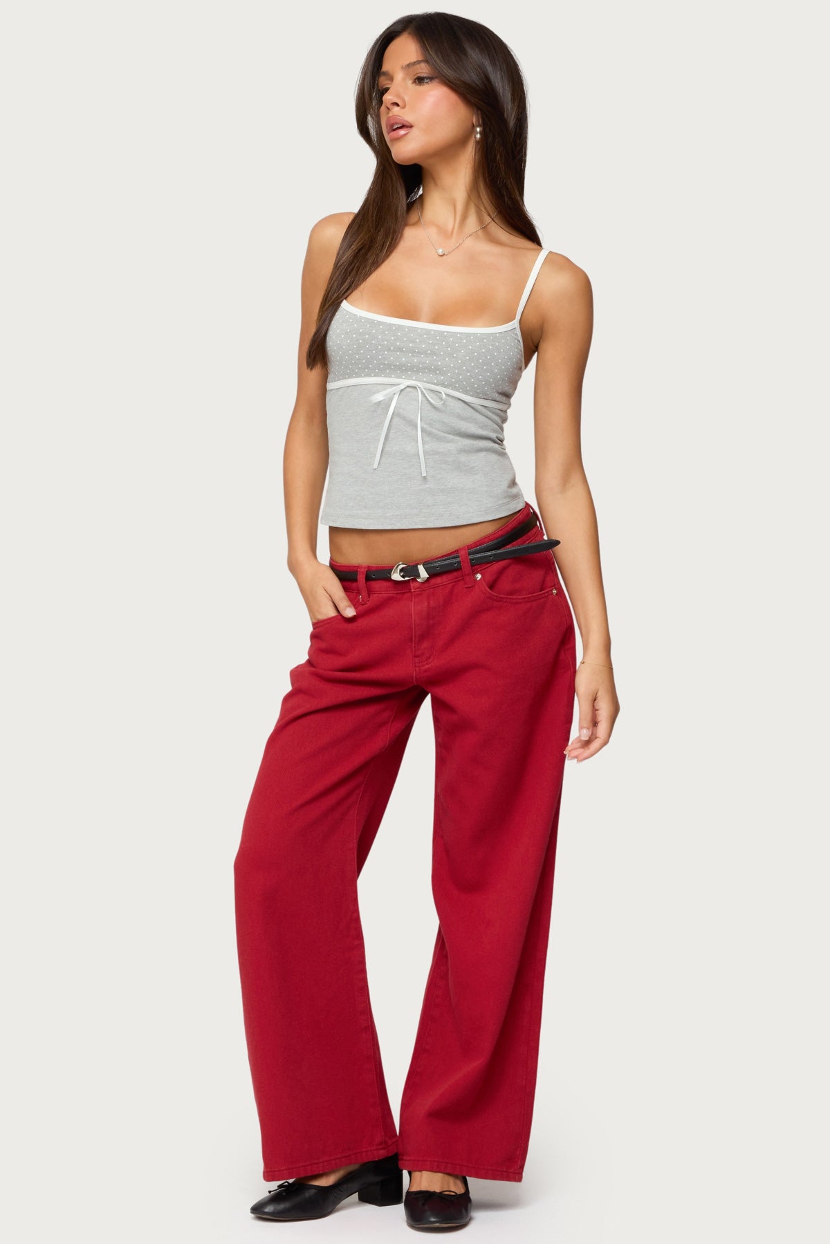 Rhoda Contrast Polka Dot Tank Top-Milans Time