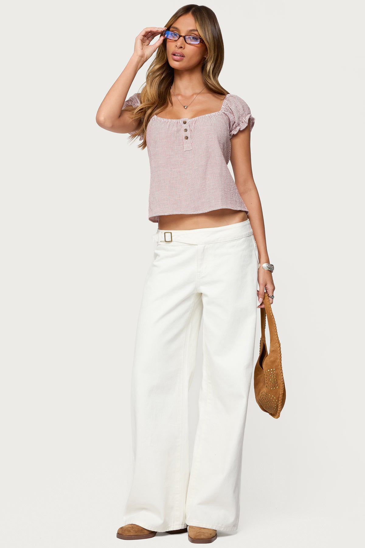 Rhory Pinstripe Babydoll Top-Milans Time