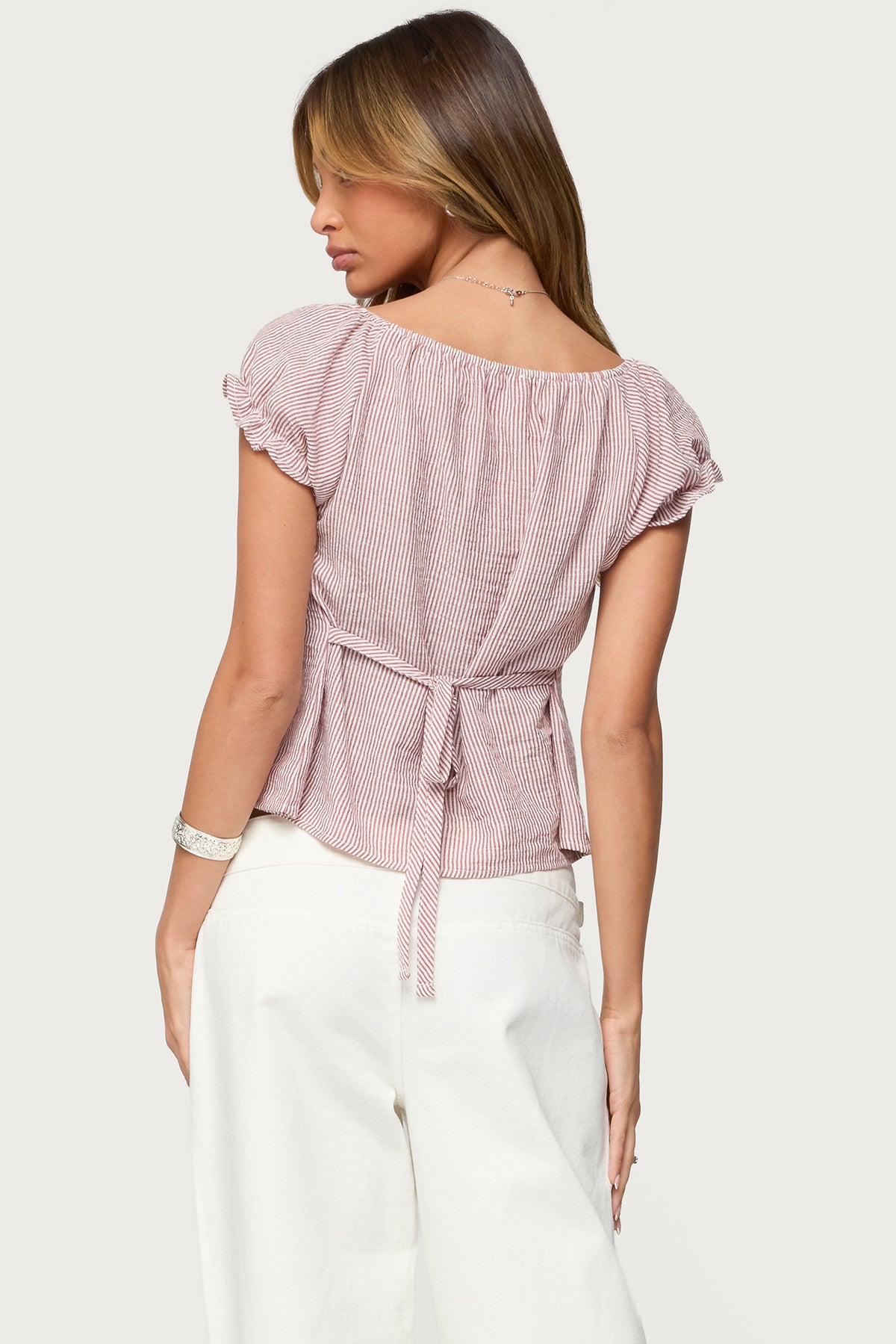 Rhory Pinstripe Babydoll Top-Milans Time