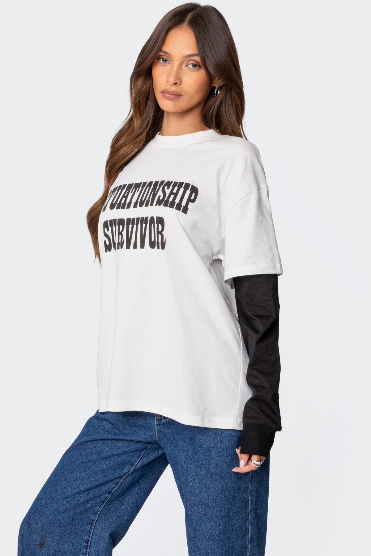 Situationship Oversized Layered T Shirt-Milans Time