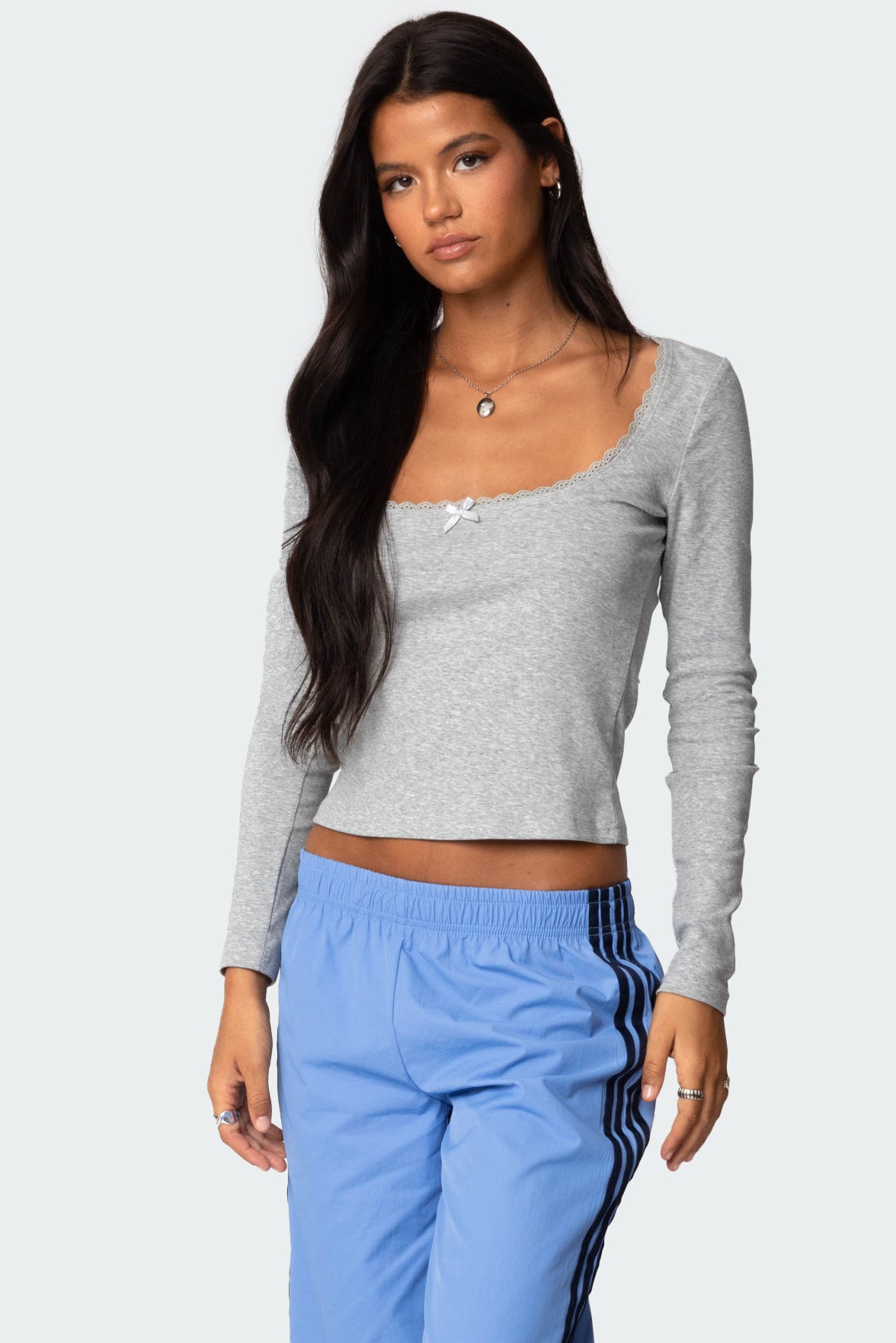 Mora Lace Trim Ribbed T Shirt-Milans Time