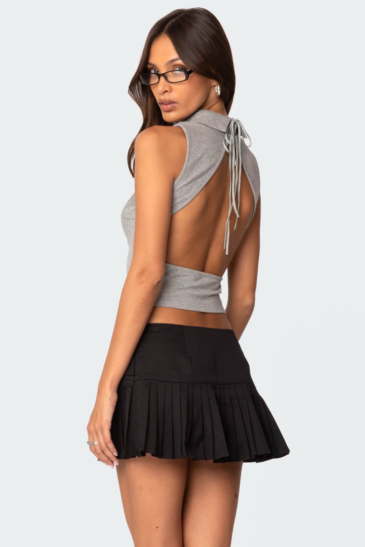 Mock Neck Open Back Top-Milans Time