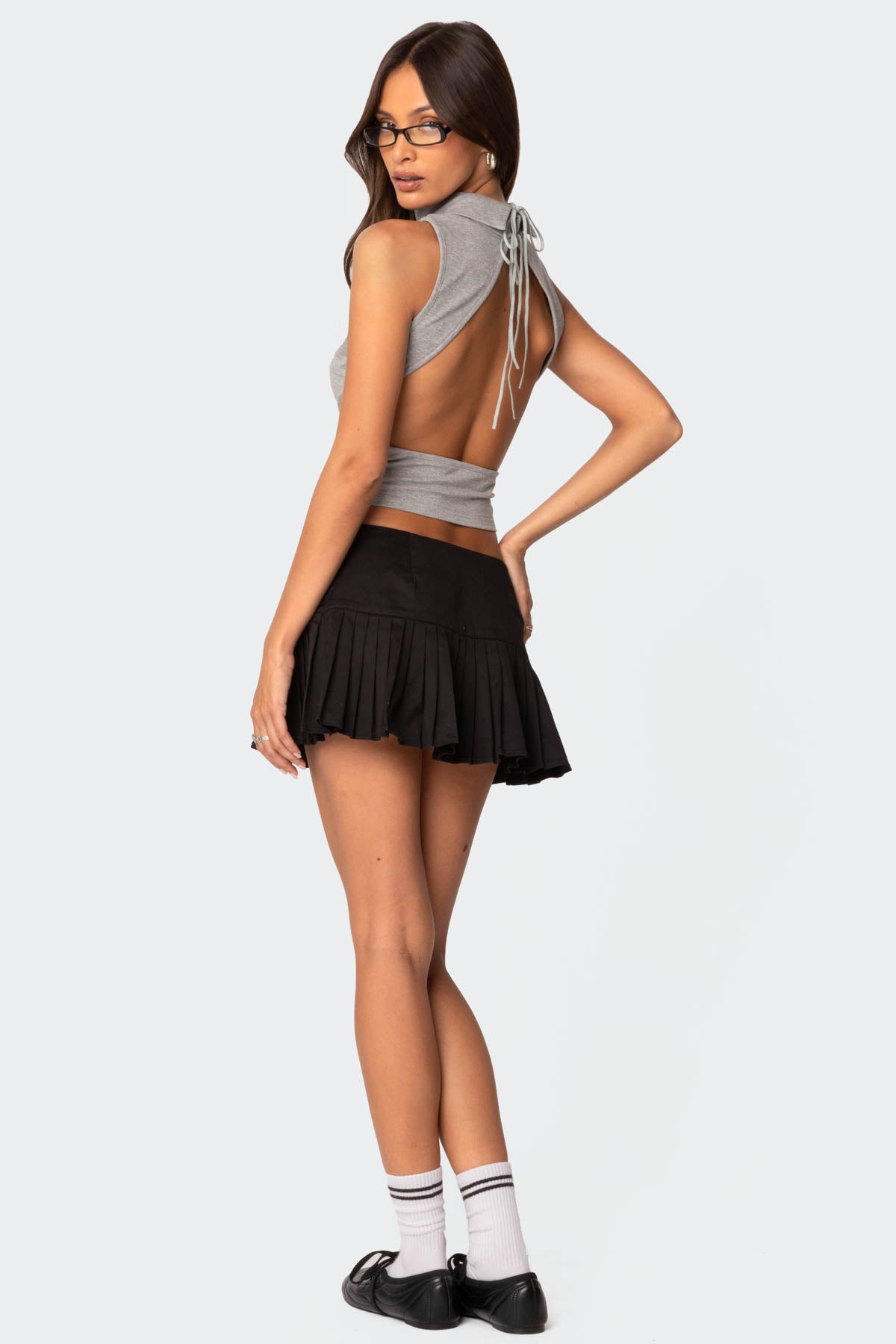 Mock Neck Open Back Top-Milans Time