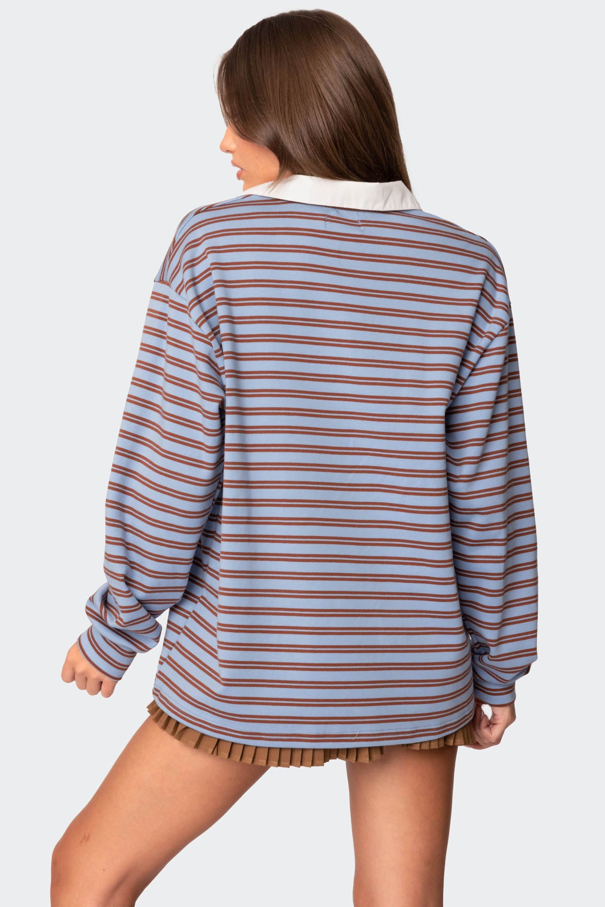 Stripey Oversized Collared Shirt-Milans Time