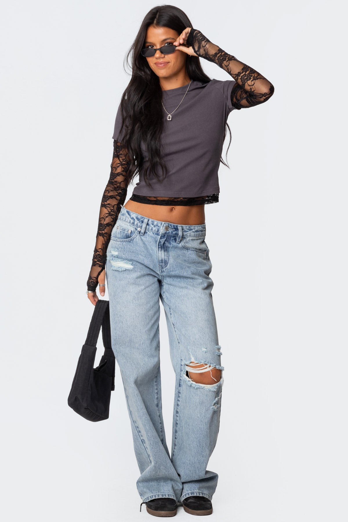 Layered Lace Sleeve Top-Milans Time