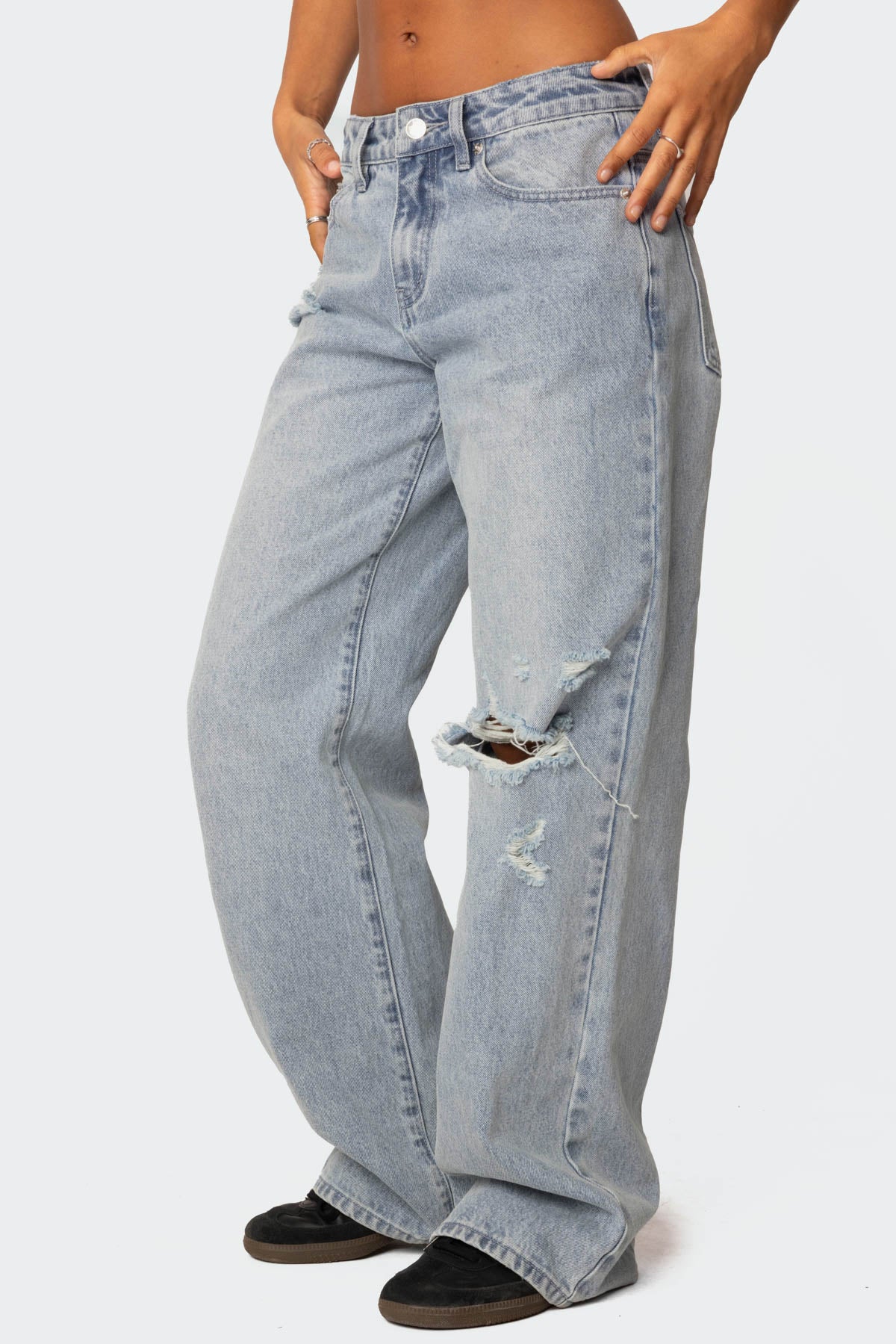 Adam Distressed Low Rise Baggy Jeans-Milans Time