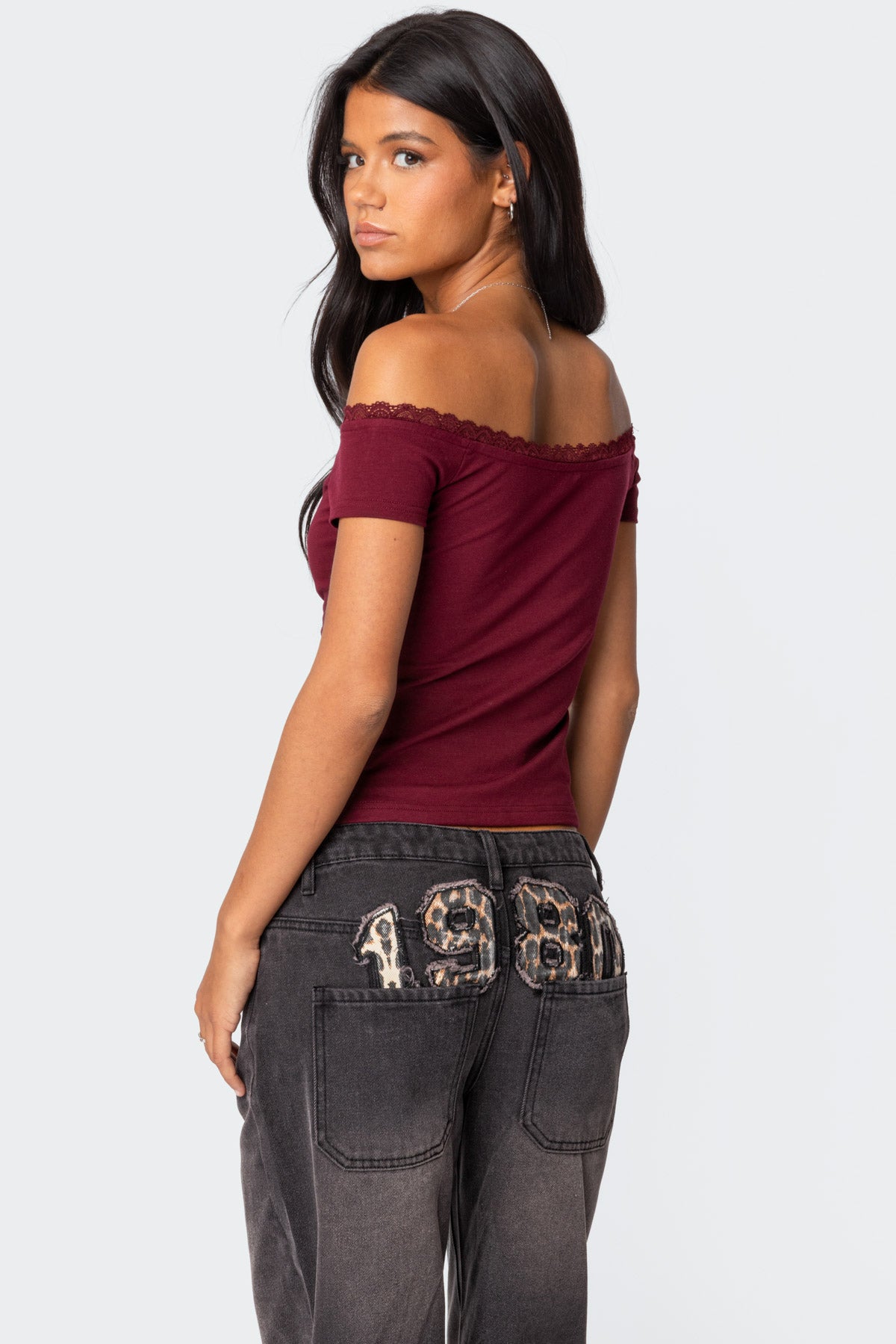 Xoe Off Shoulder Lace Trim Top-Milans Time