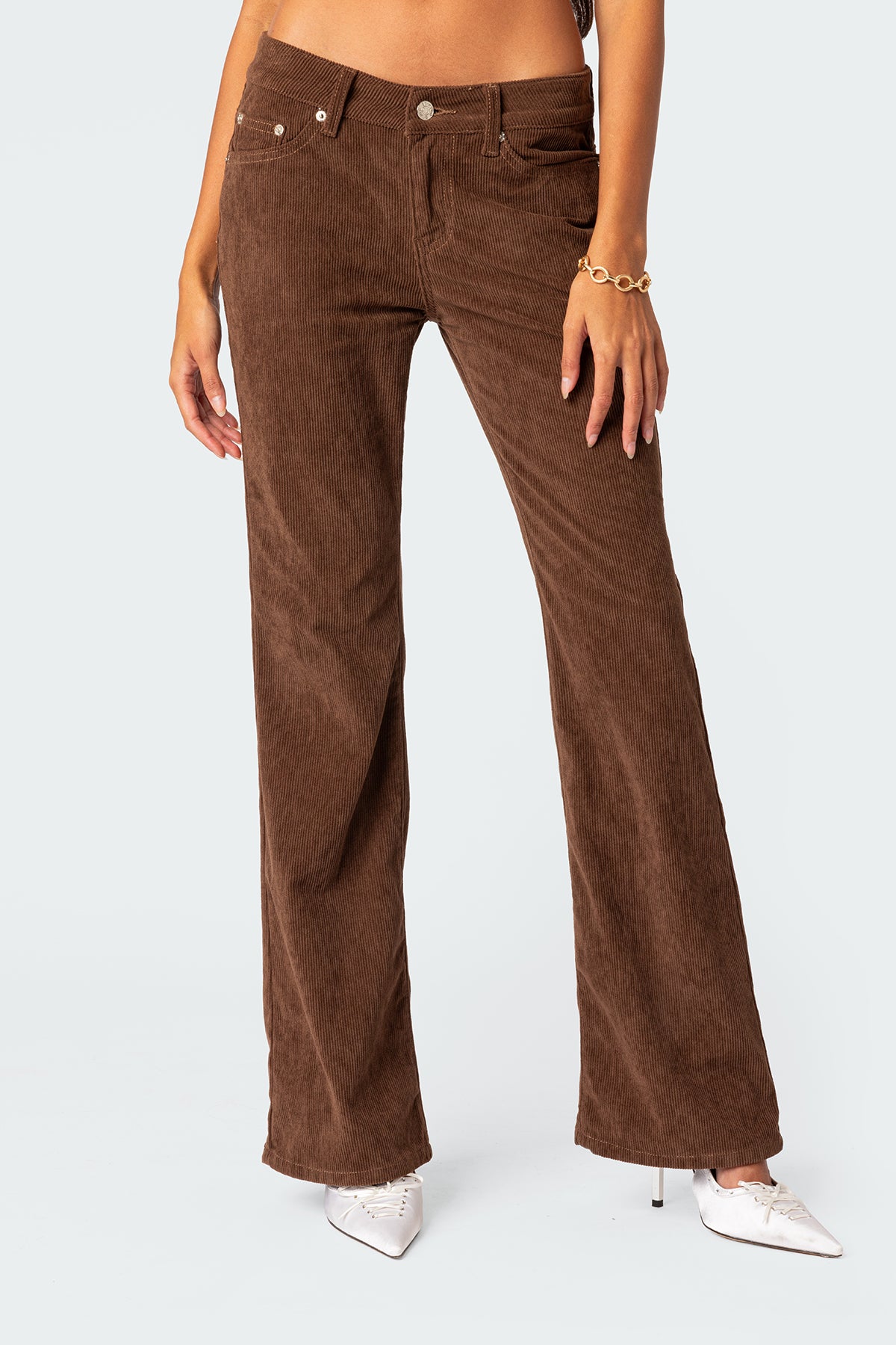 Corduroy Bootcut Flared Pants-Milans Time