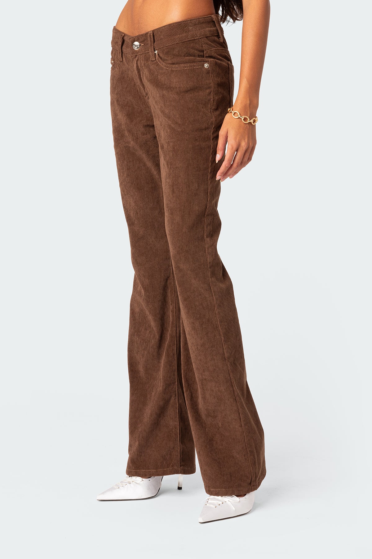 Corduroy Bootcut Flared Pants-Milans Time