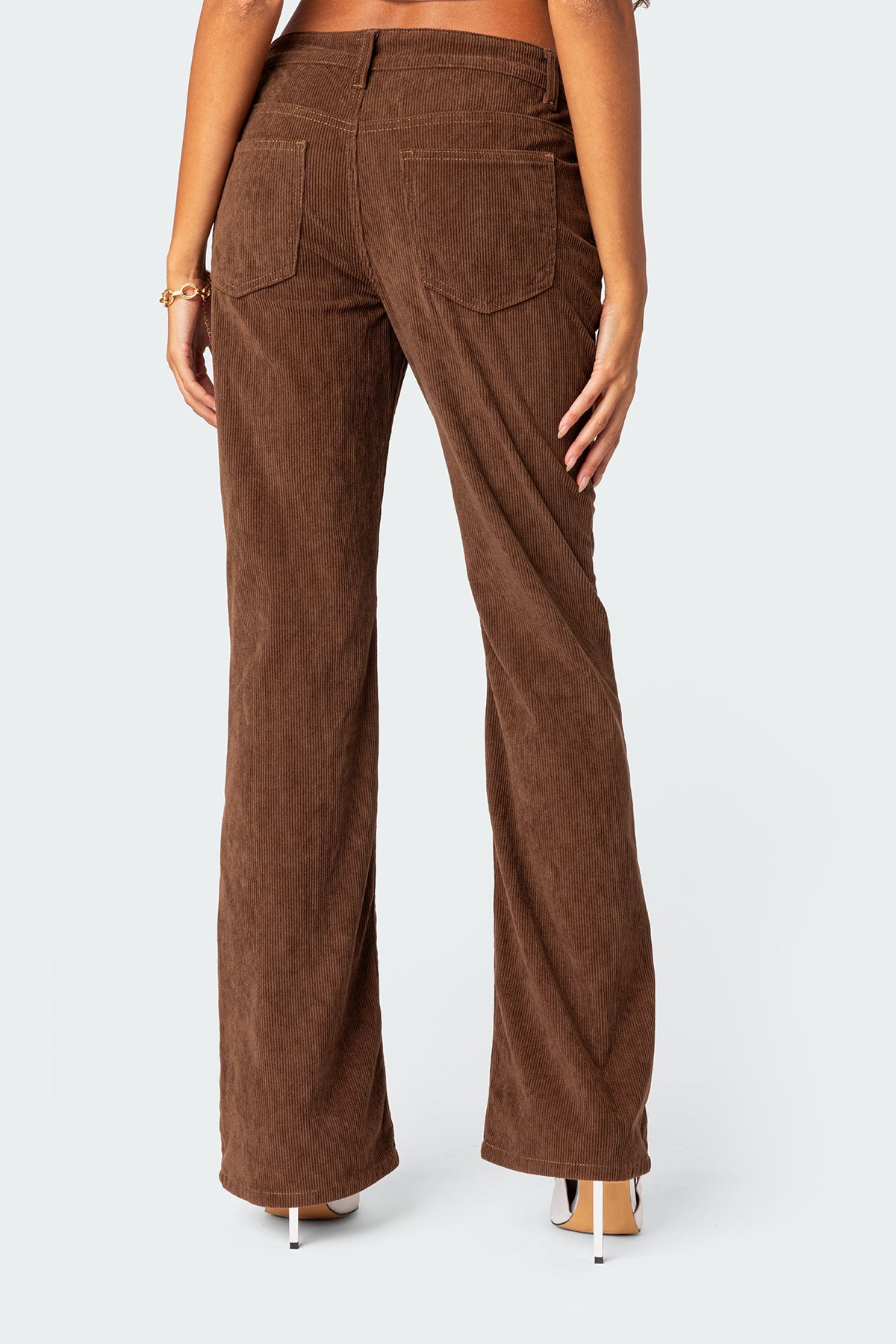 Corduroy Bootcut Flared Pants-Milans Time