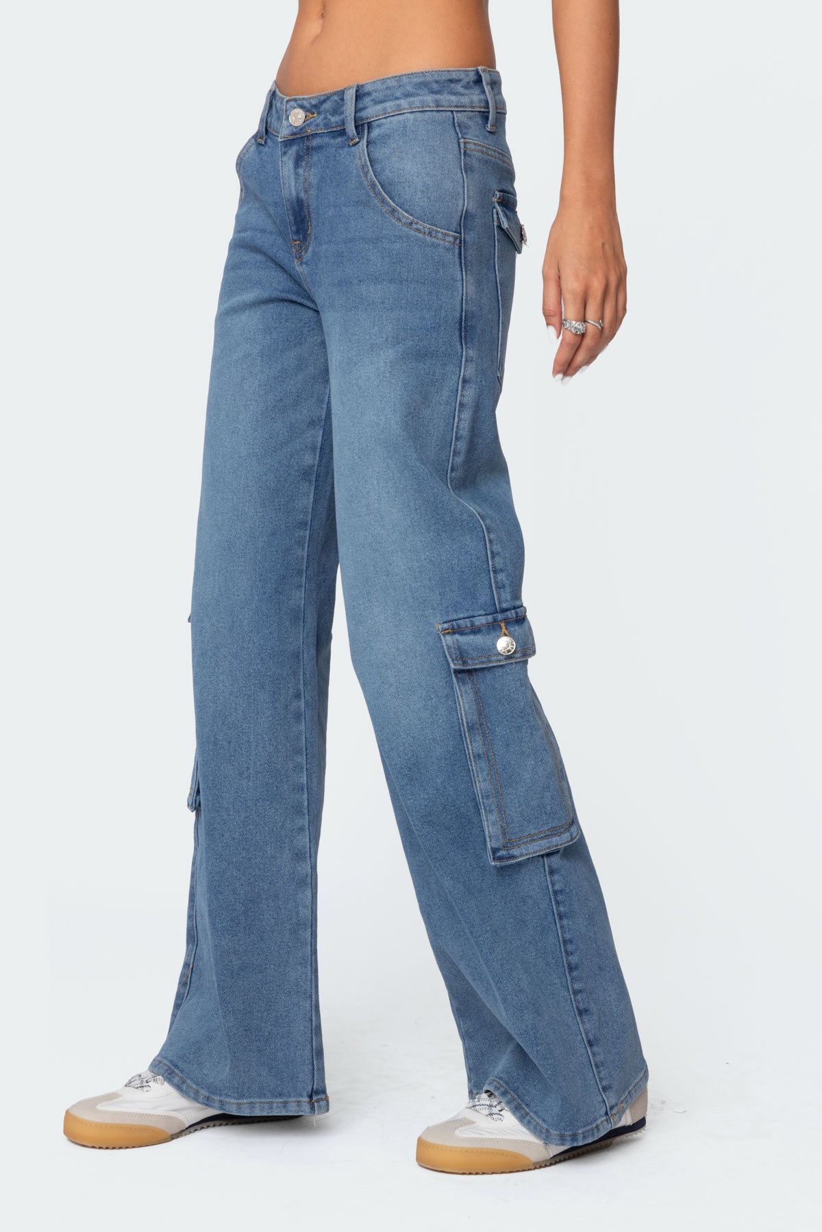 Lunar Mid Rise Wide Leg Cargo Jeans-Milans Time