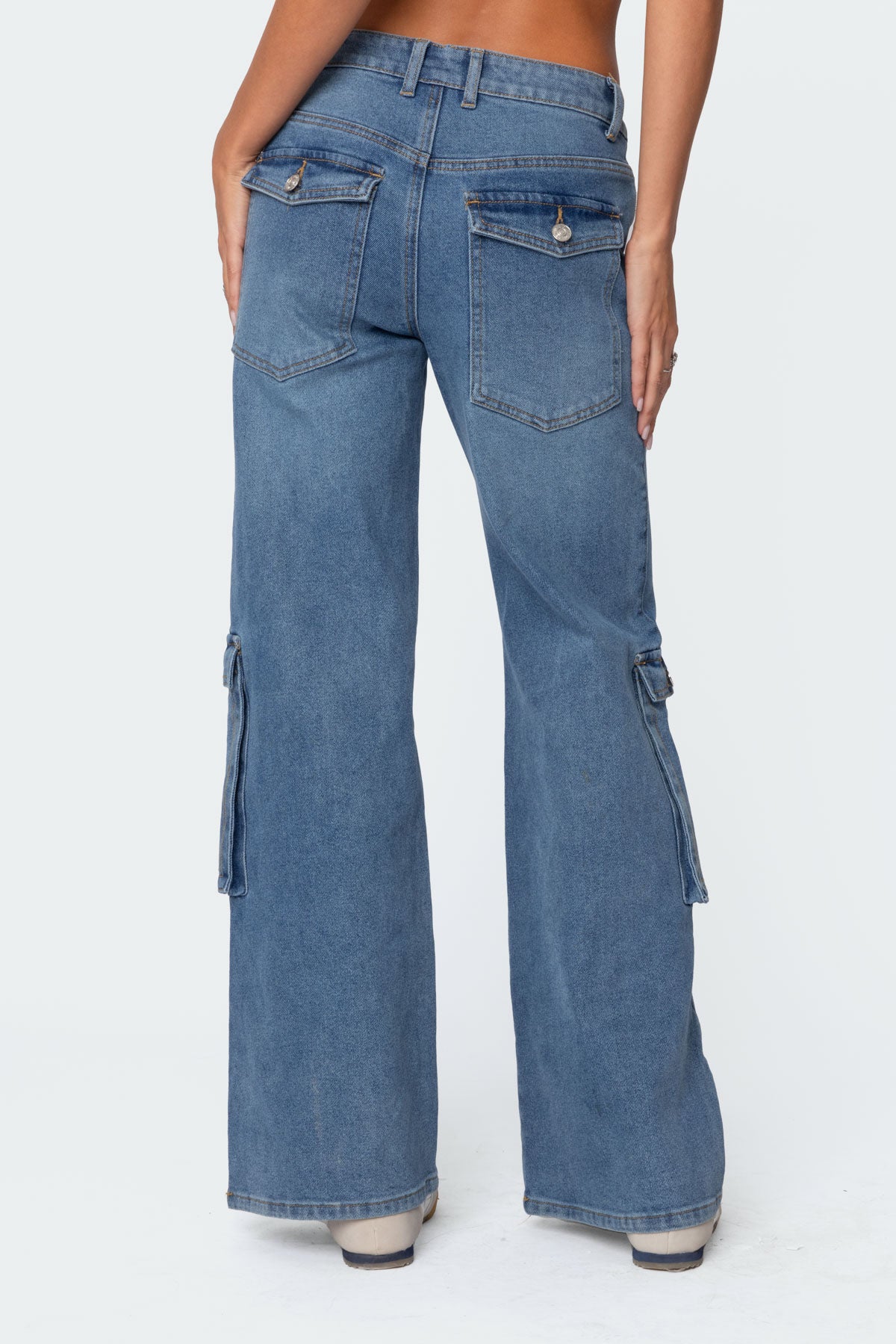 Lunar Mid Rise Wide Leg Cargo Jeans-Milans Time
