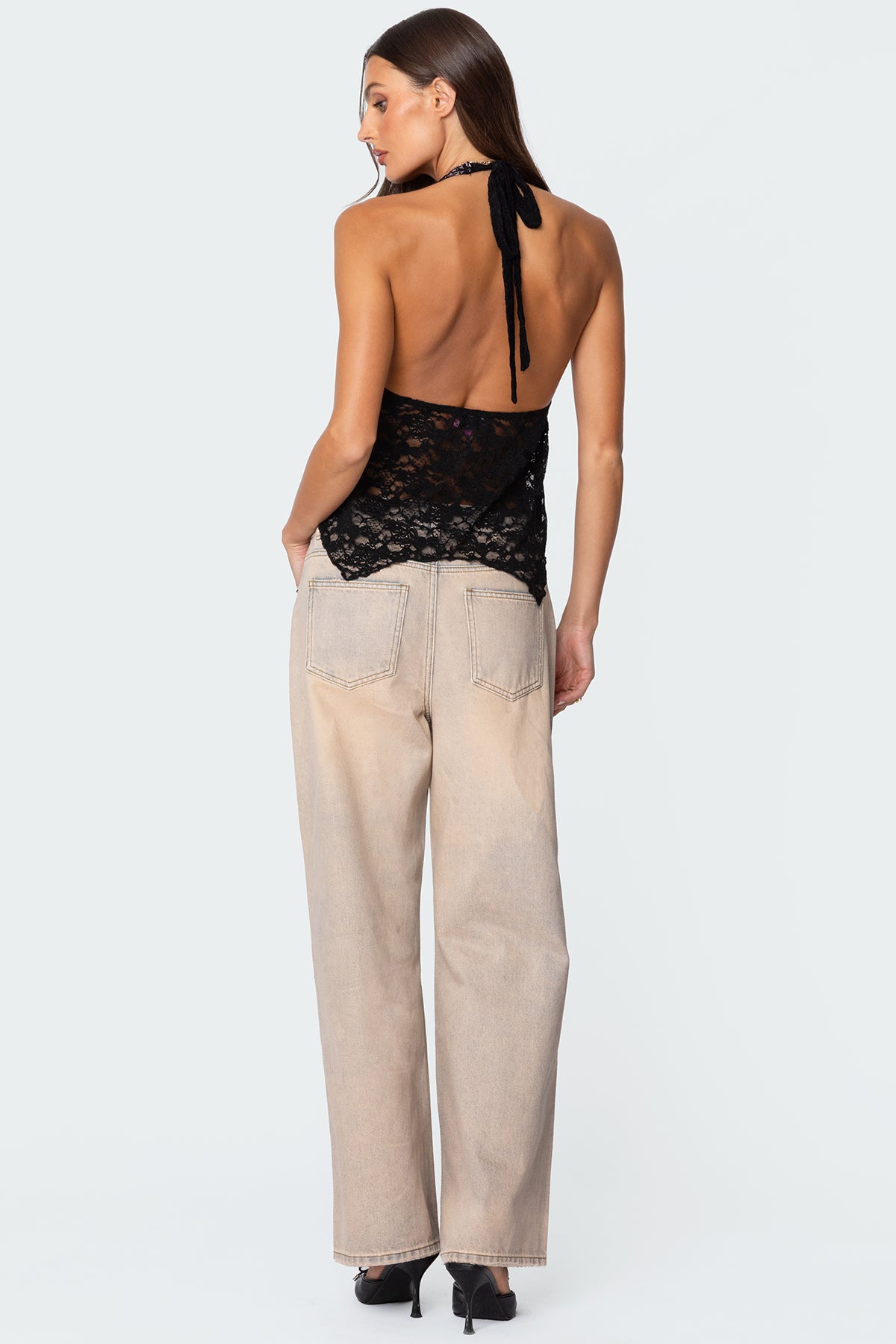 Esme Sheer Lace Halter Top-Milans Time