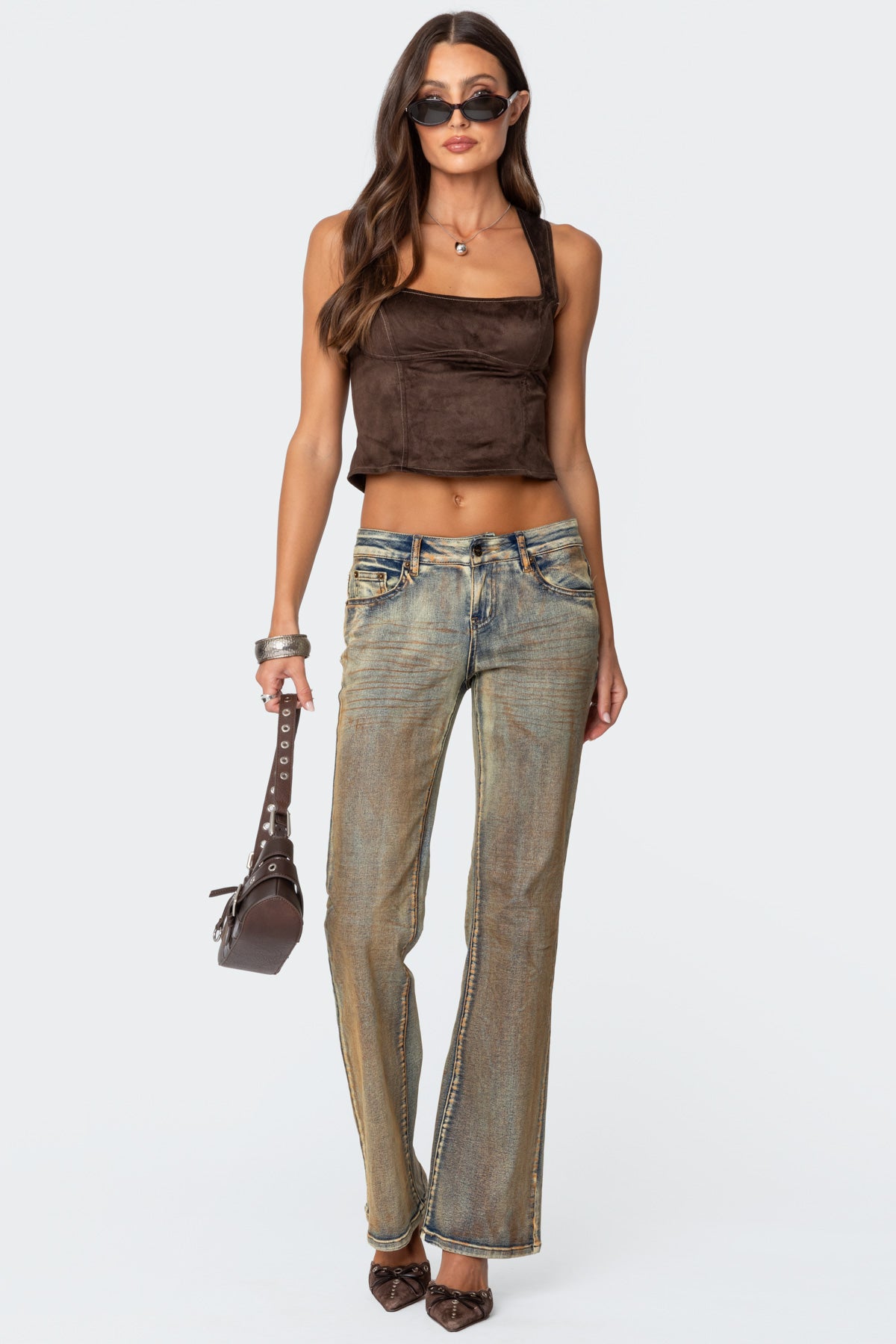 Tie Back Faux Suede Bustier Top-Milans Time