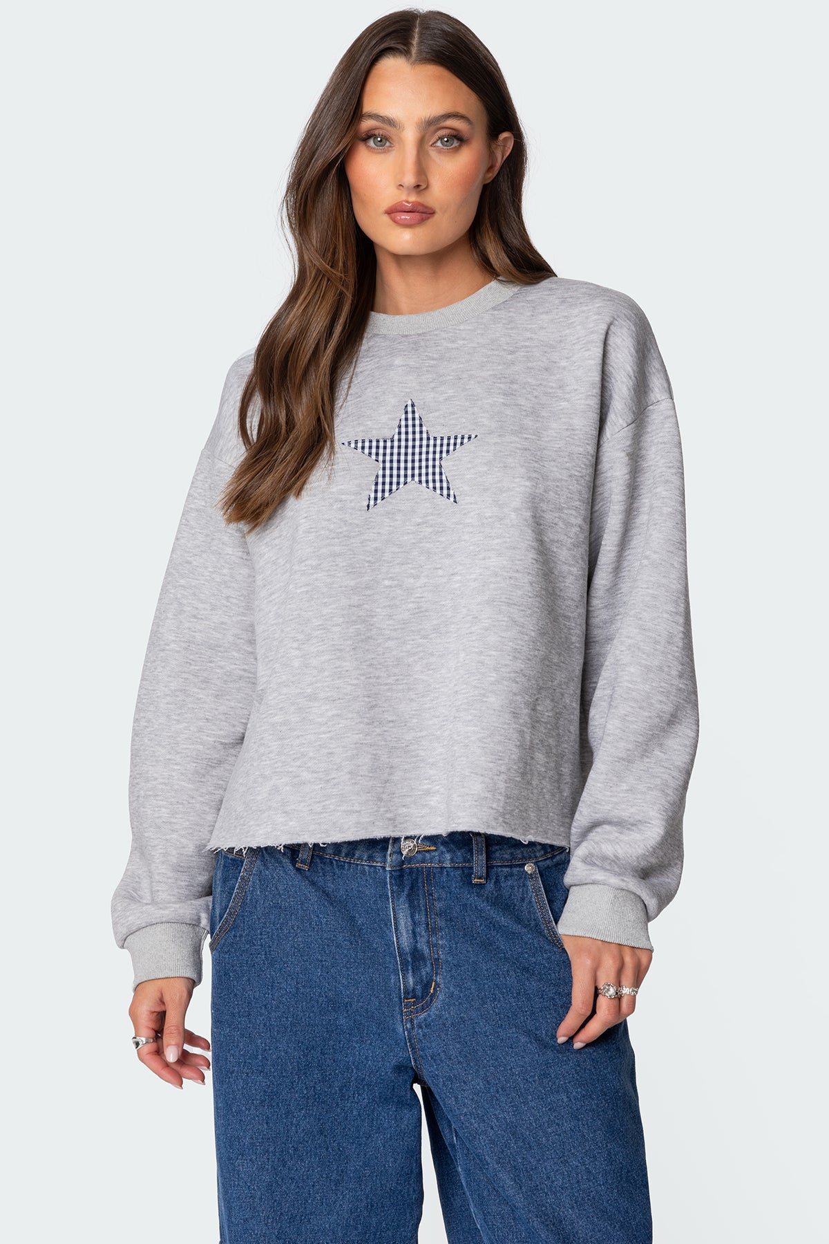 Gingham Star Sweatshirt-Milans Time