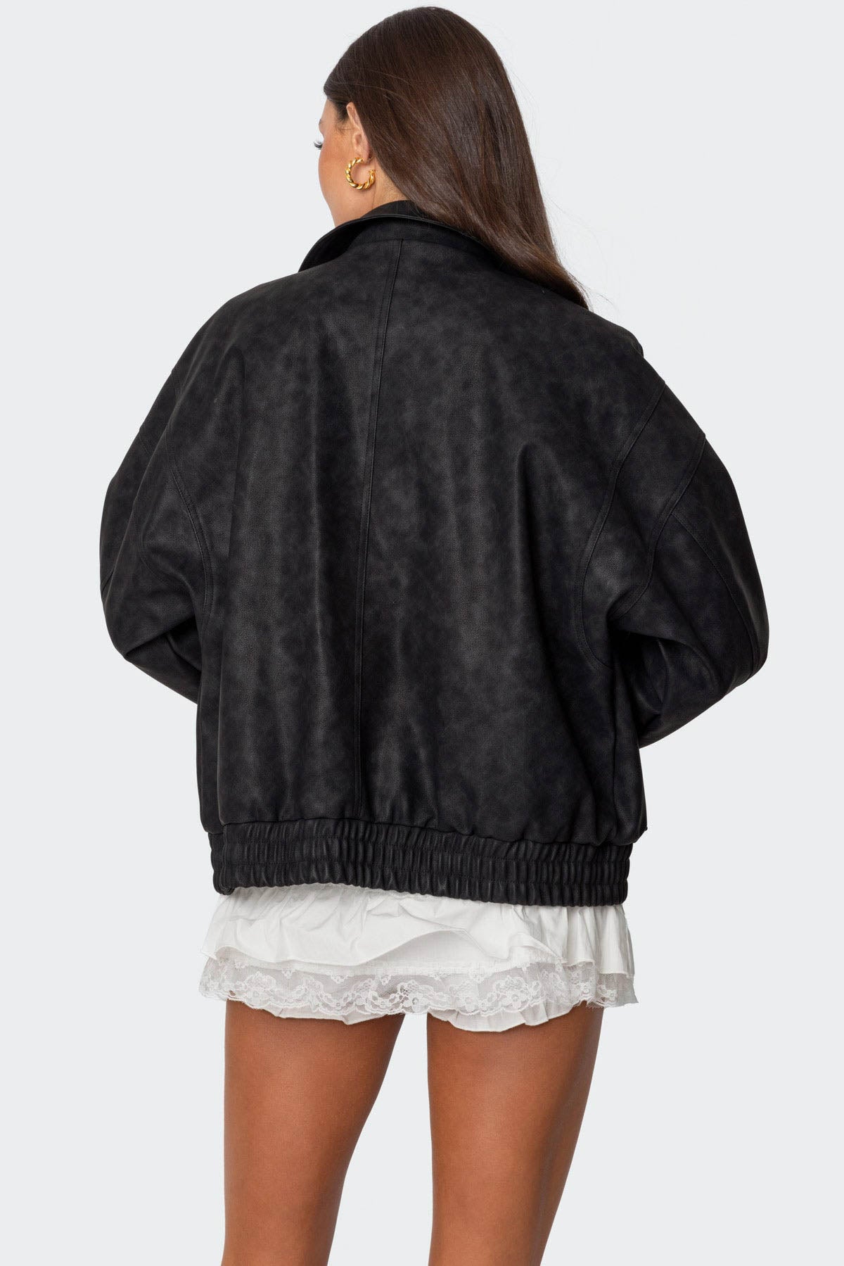 Cargo Faux Leather Bomber Jacket-Milans Time