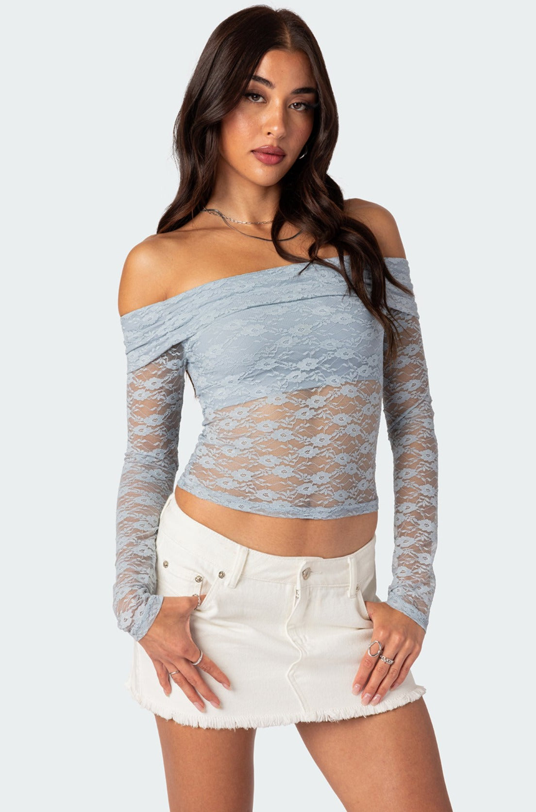 Elysia Fold Over Sheer Lace Top-Milans Time