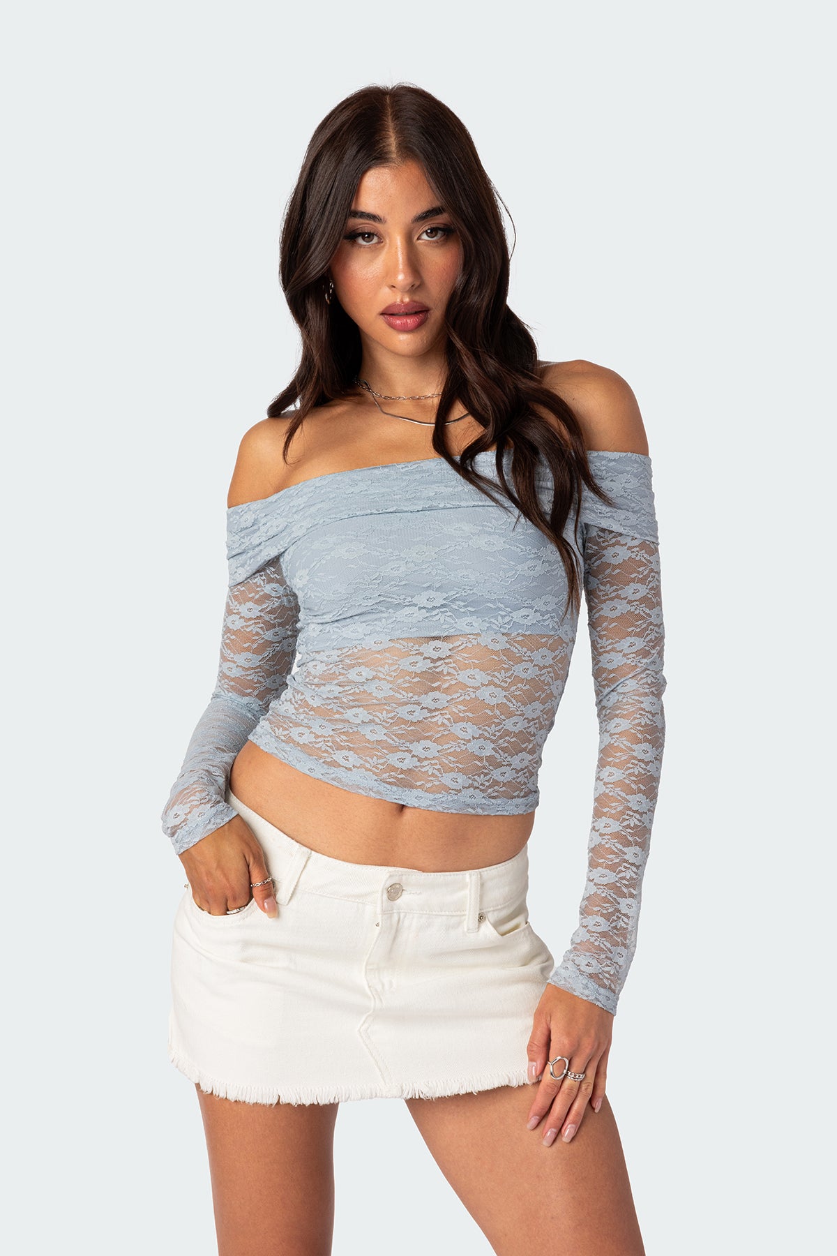 Elysia Fold Over Sheer Lace Top-Milans Time
