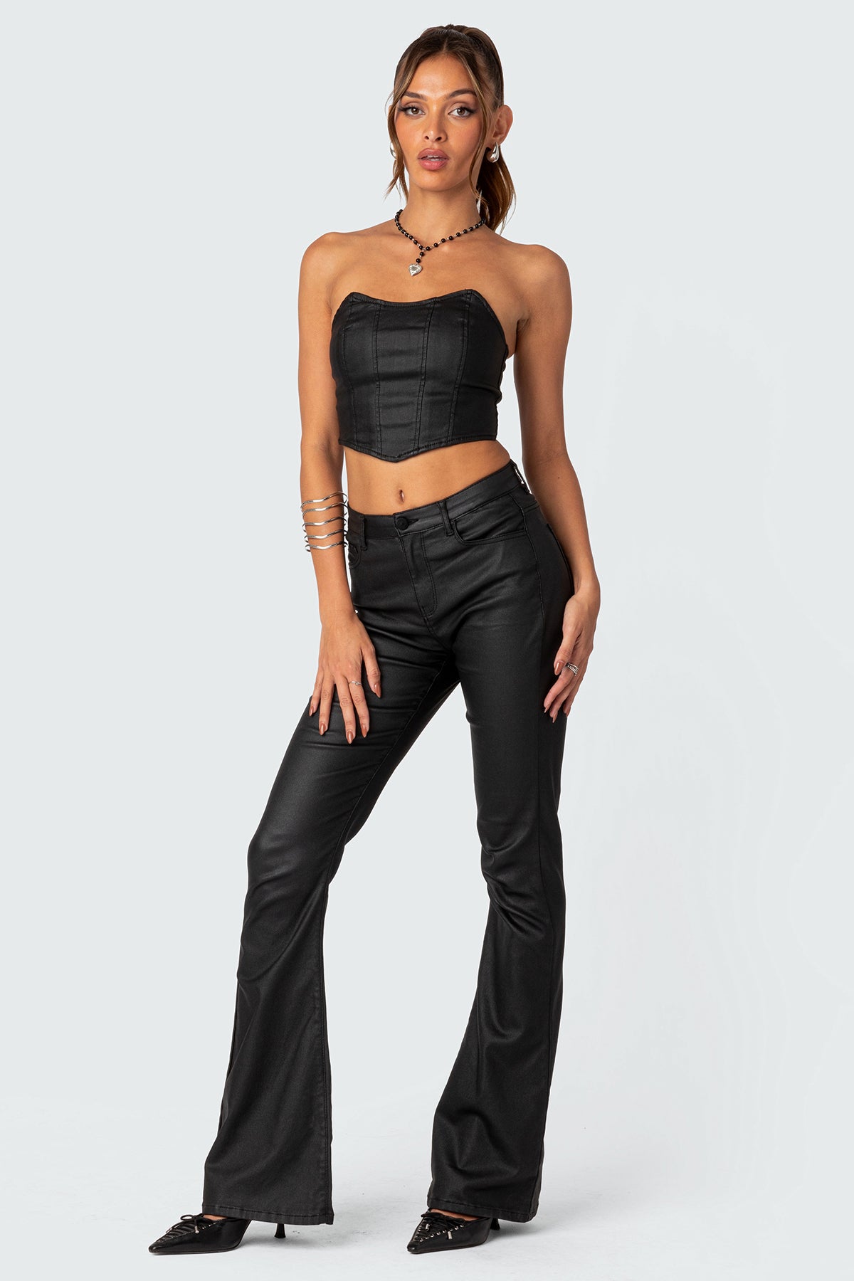 Luna Faux Leather Stretch Corset-Milans Time