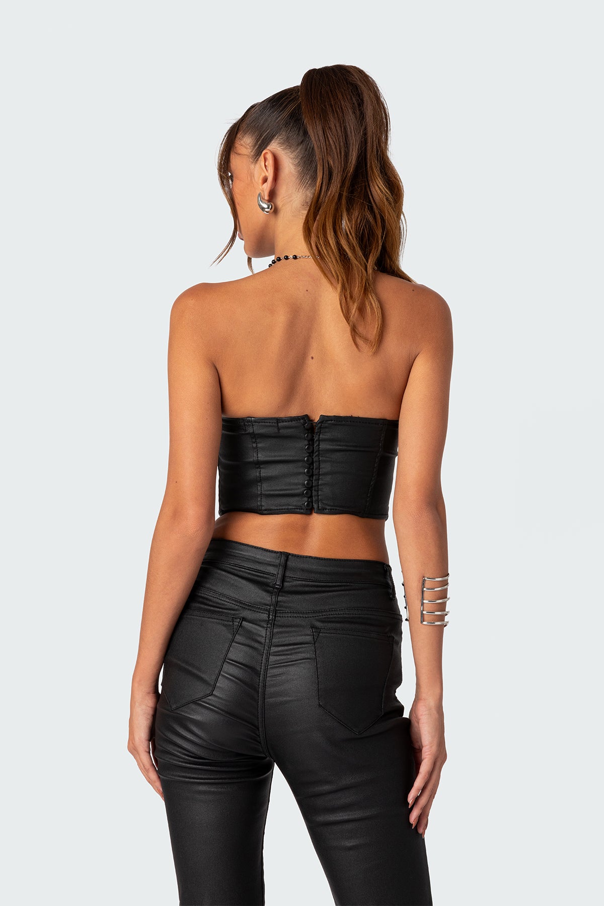 Luna Faux Leather Stretch Corset-Milans Time