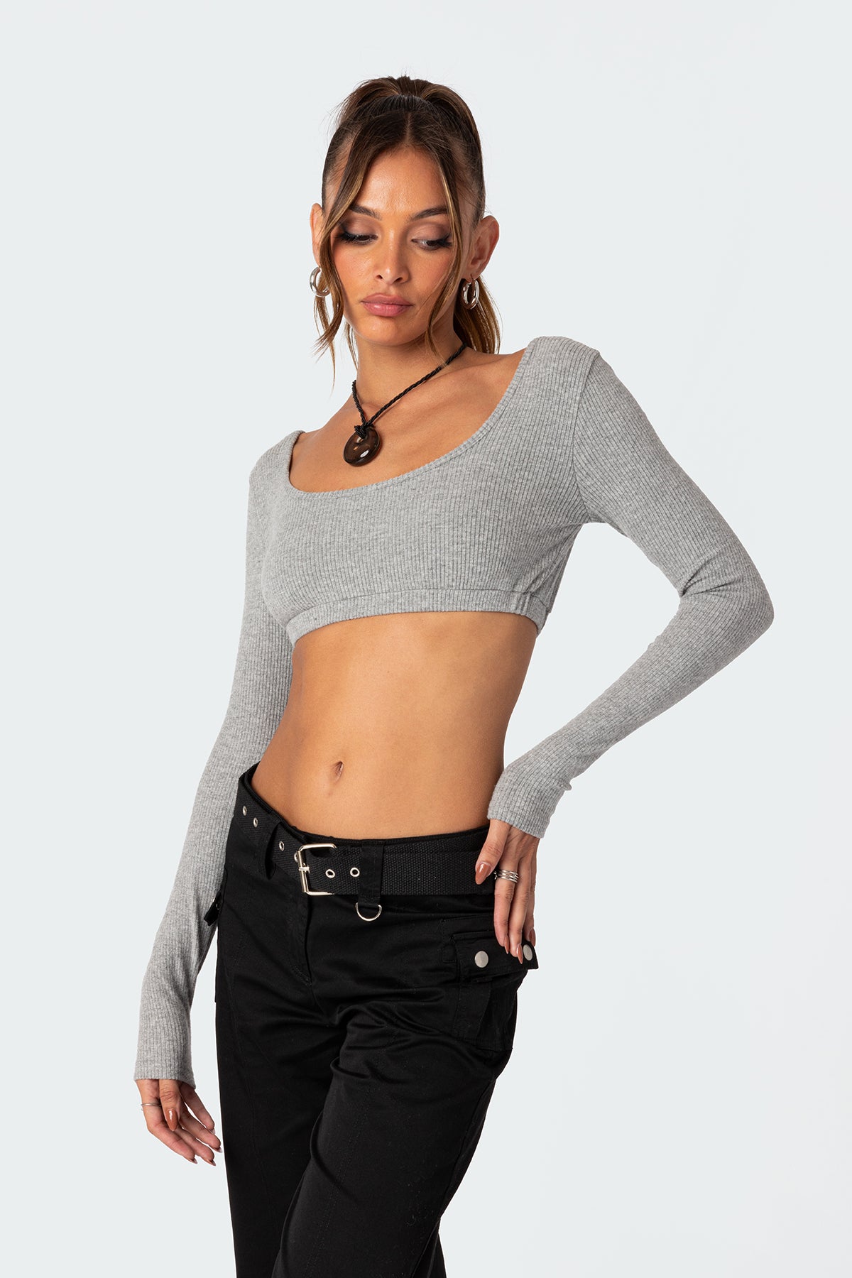 Sydney Ribbed Open Back Crop Top-Milans Time