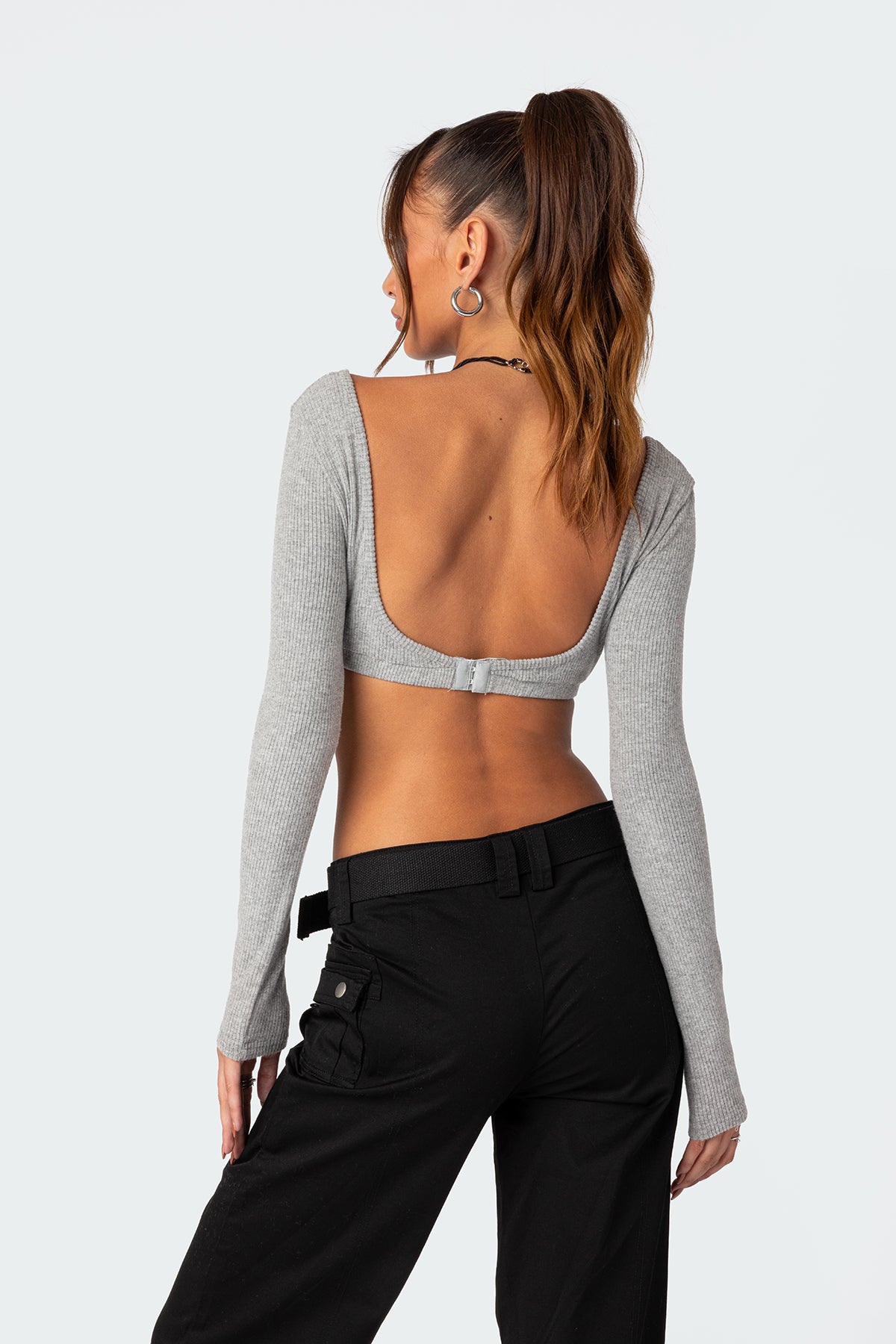 Sydney Ribbed Open Back Crop Top-Milans Time