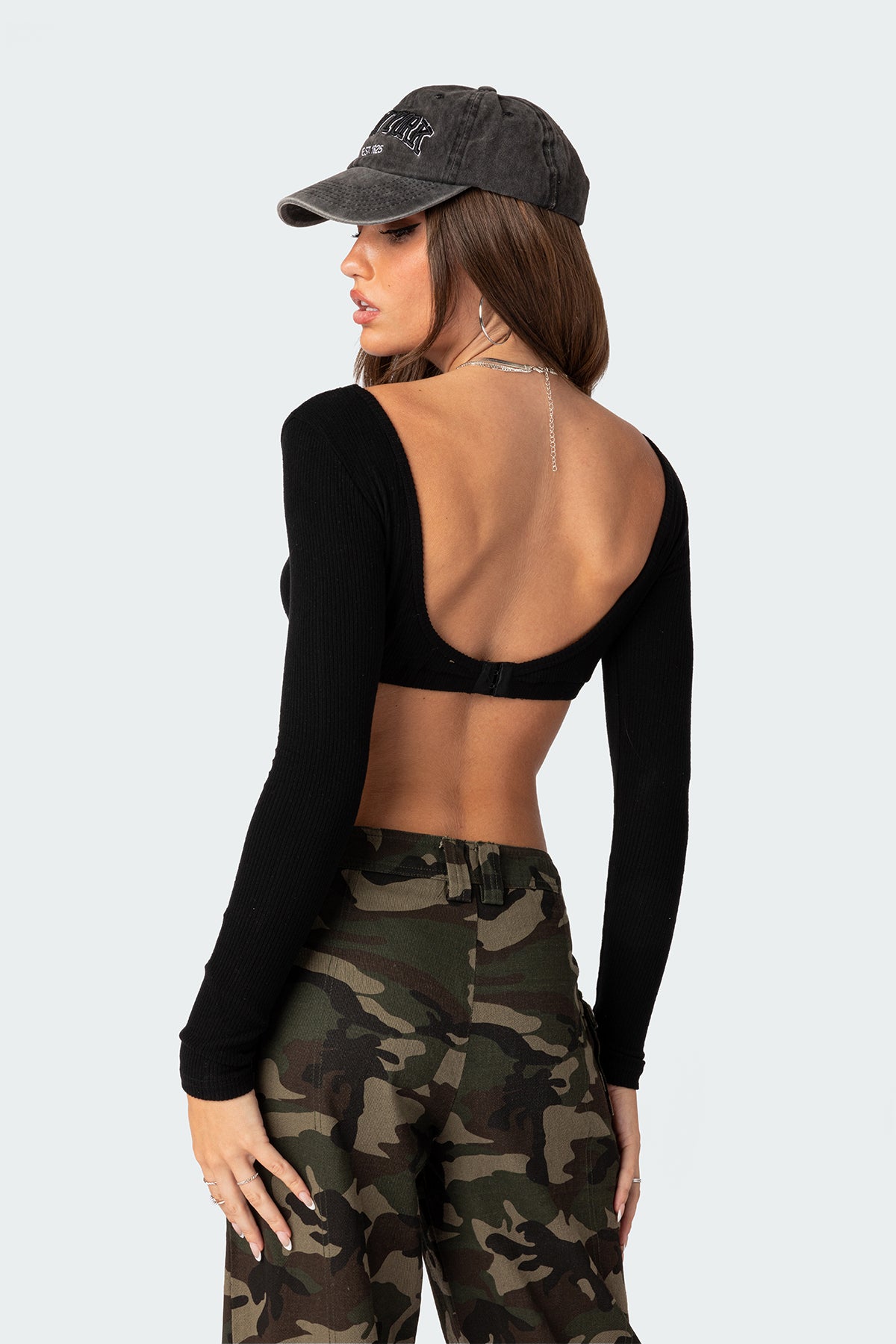 Sydney Ribbed Open Back Crop Top-Milans Time