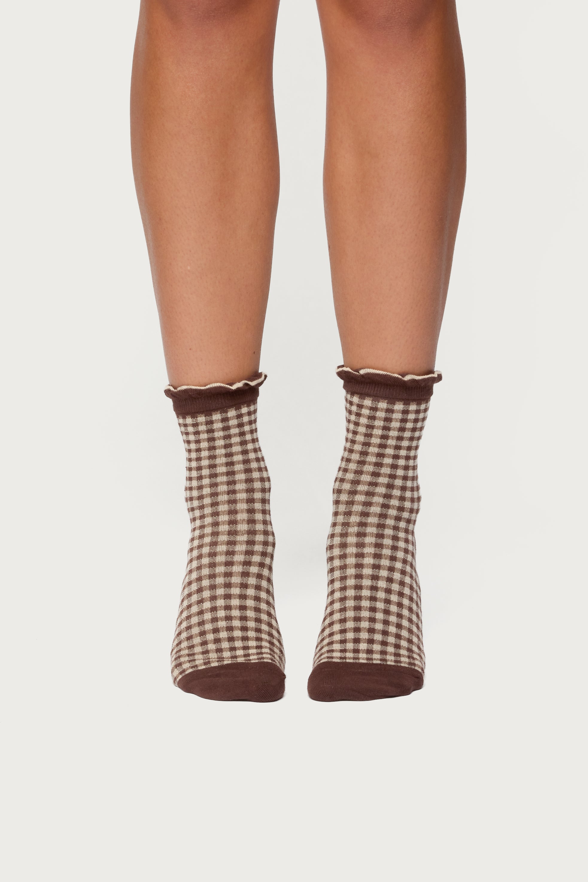 Frilled Gingham Socks-Milans Time