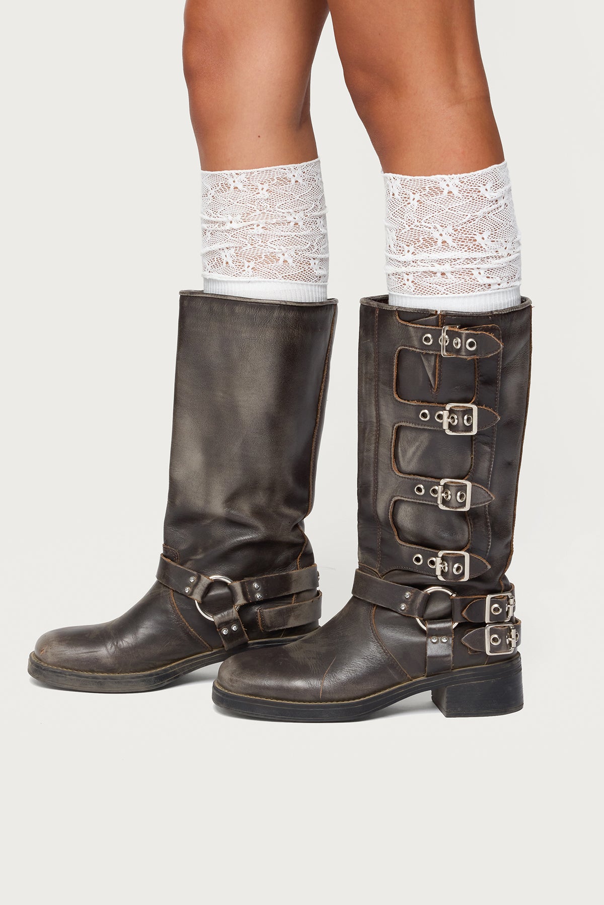 Lacey Layered Knee High Socks-Milans Time