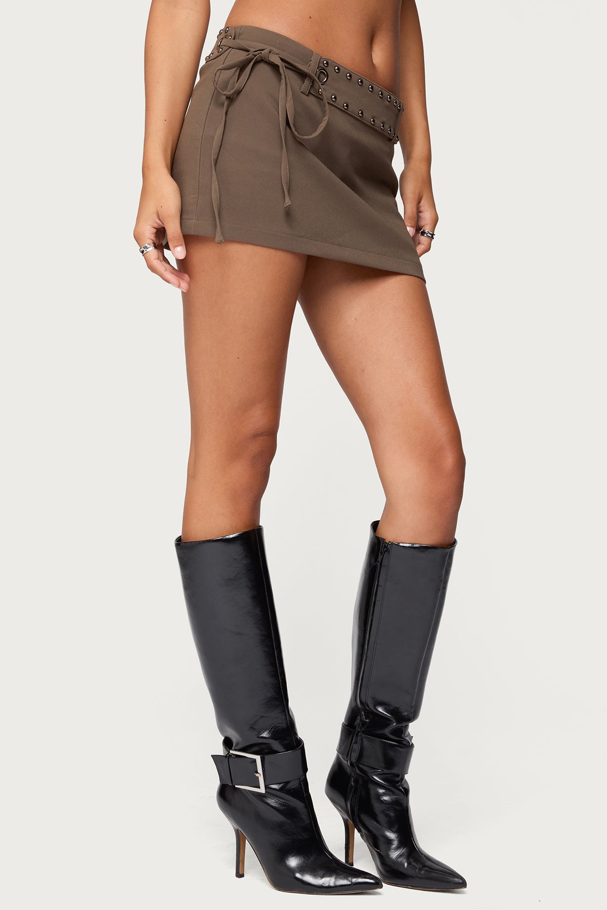 Studded Tie Belt Mini Skort-Milans Time