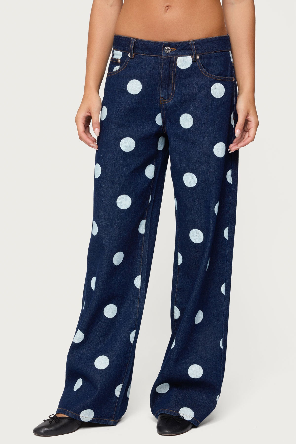 Leyah Polka Dot Low Rise Baggy Jeans-Milans Time