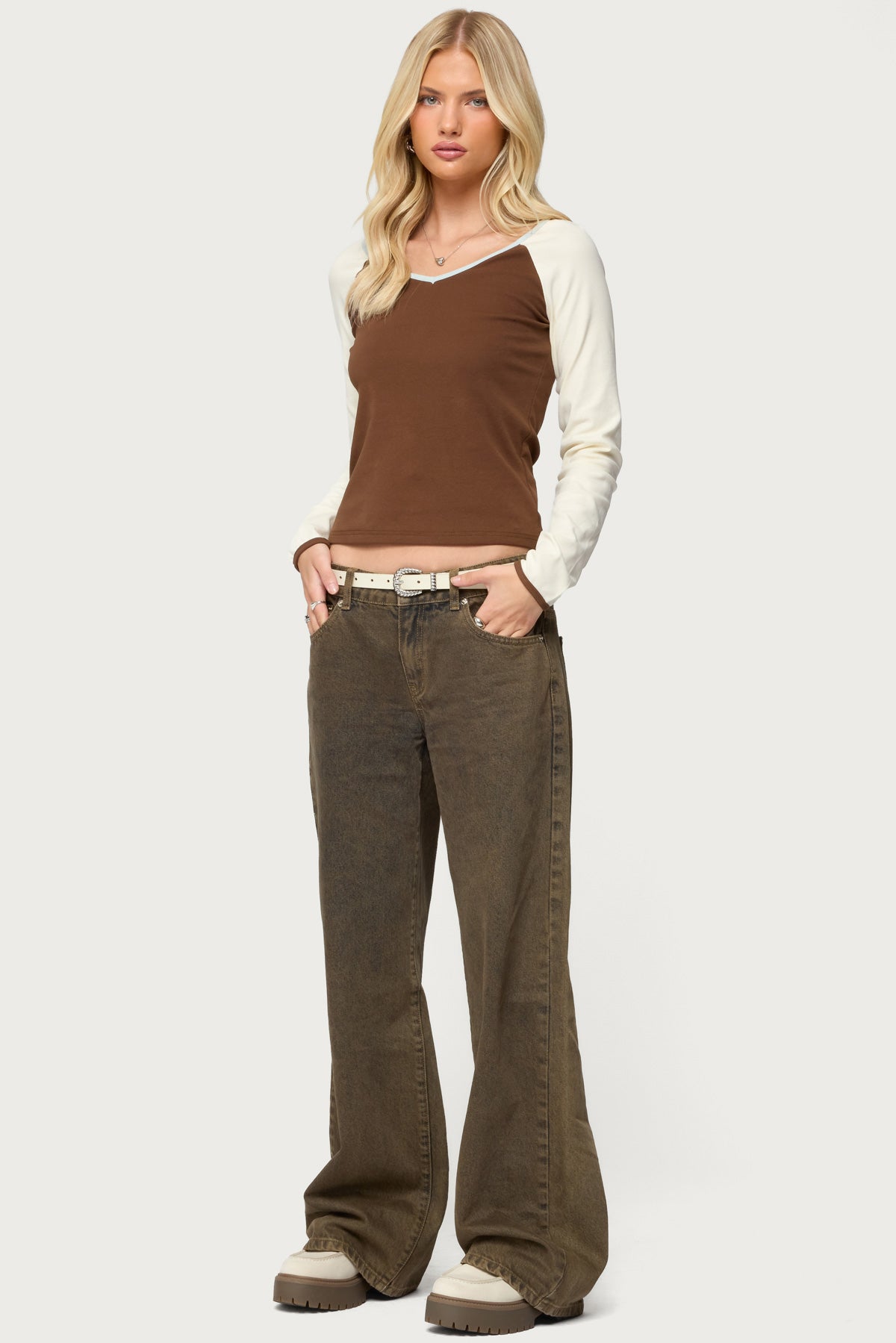 Ronie Contrast Raglan Top-Milans Time