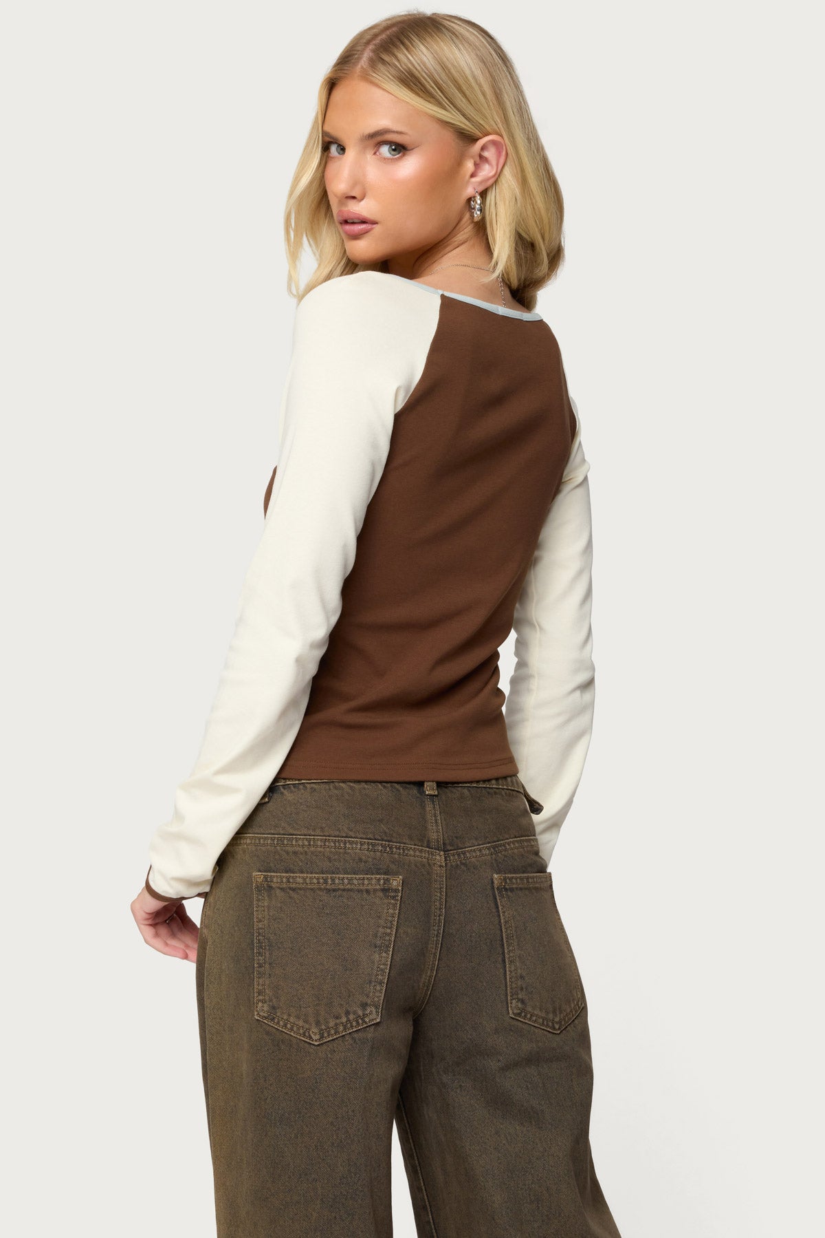 Ronie Contrast Raglan Top-Milans Time