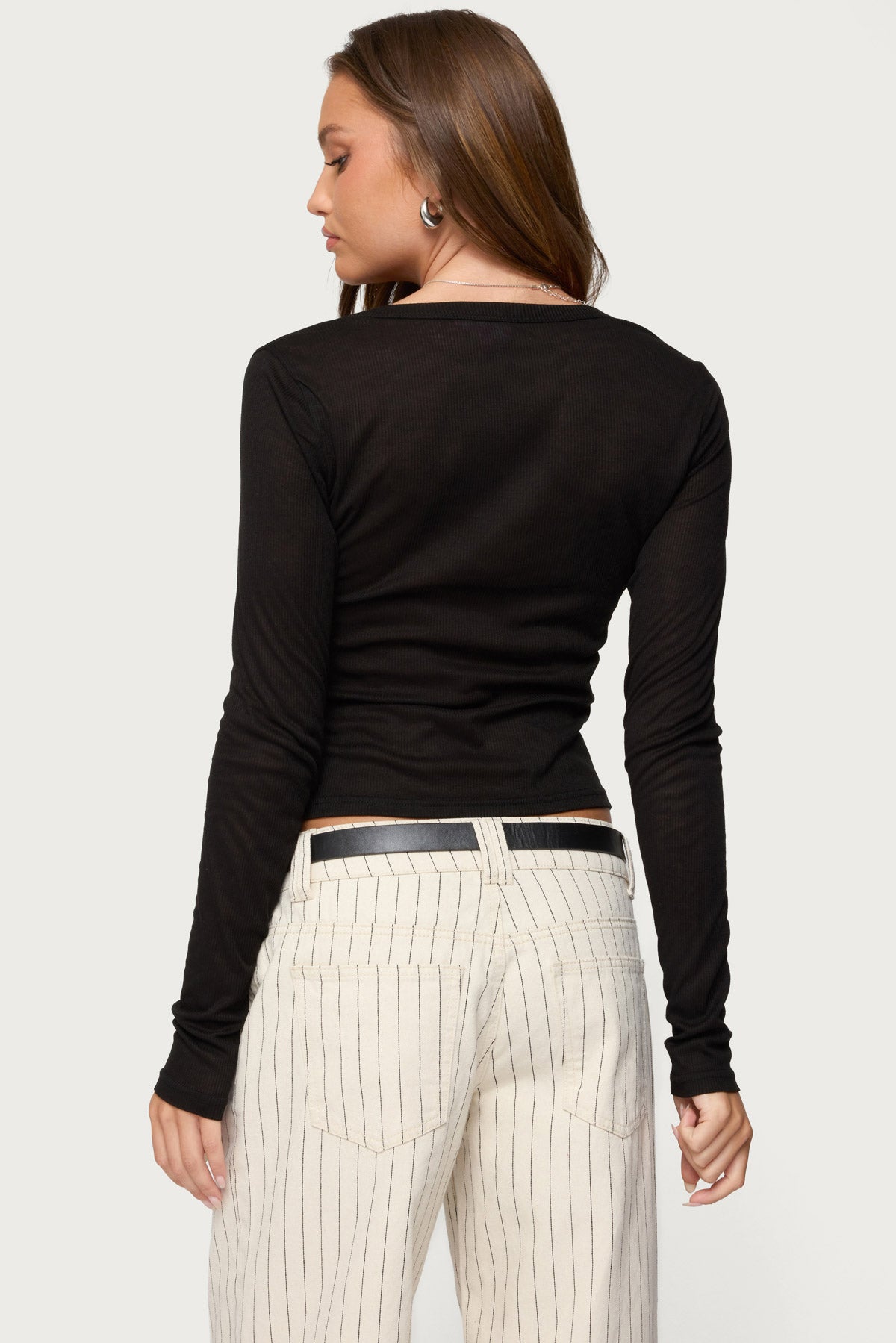Nettie Ribbed Henley Top-Milans Time
