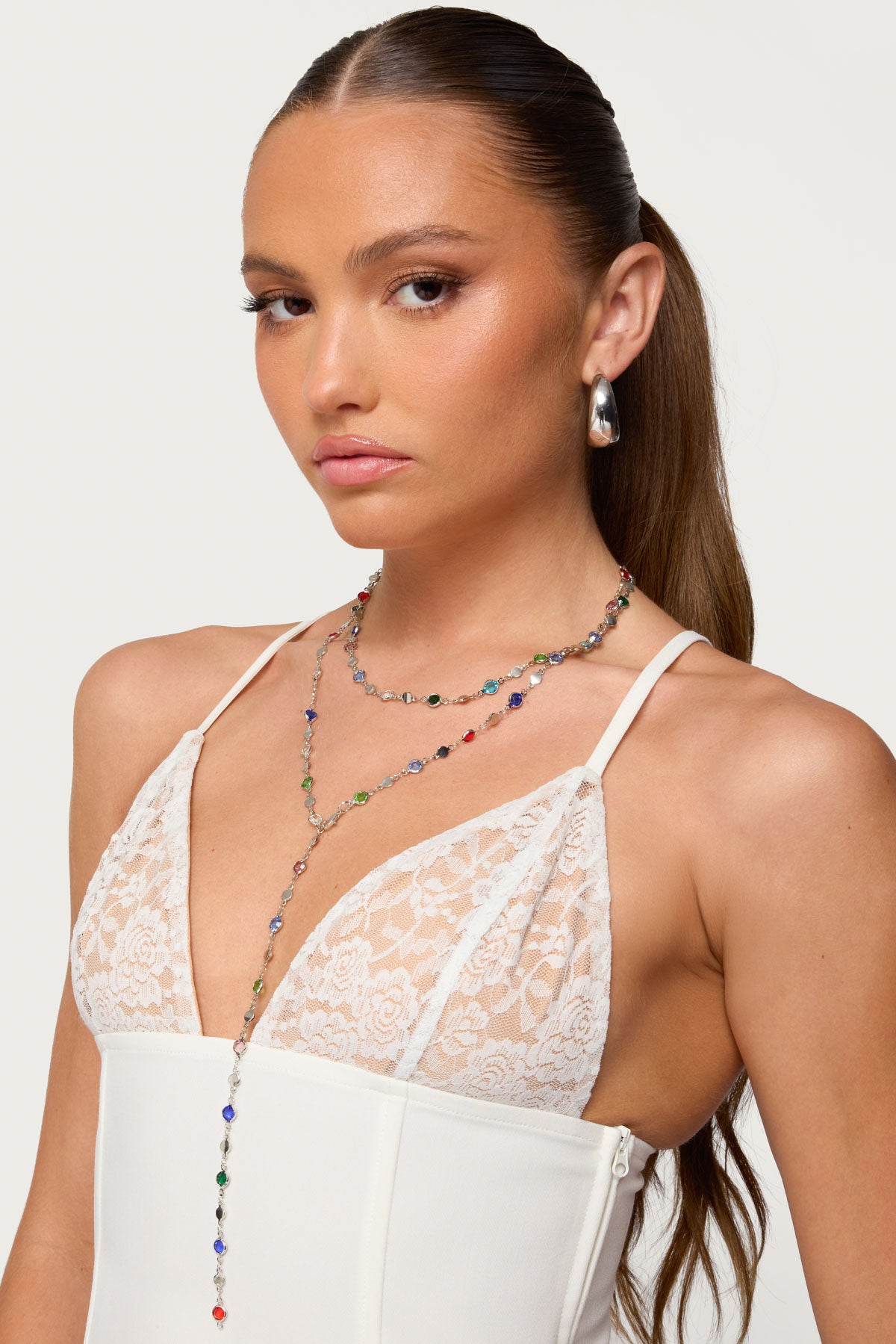 Cascading Gemstone Necklace Set-Milans Time