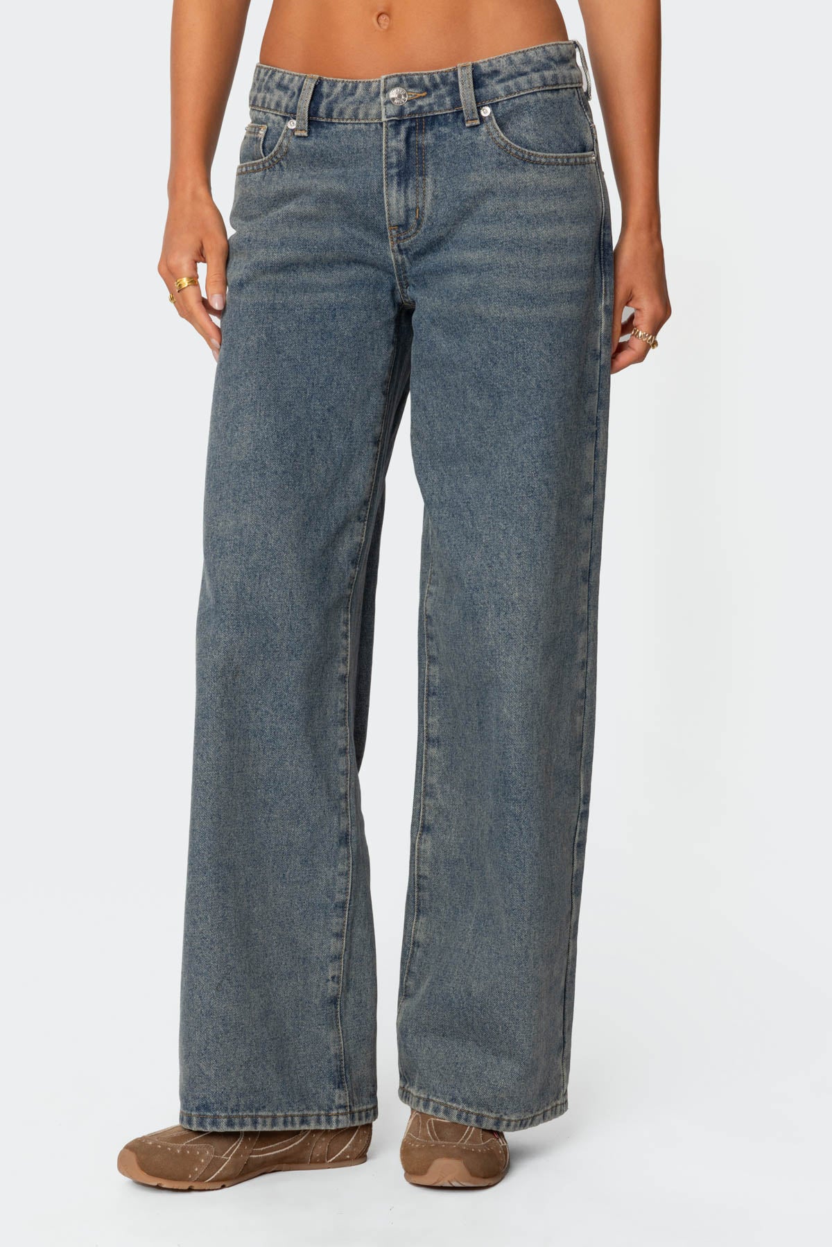 Leopard Heart Low Rise Baggy Jeans-Milans Time