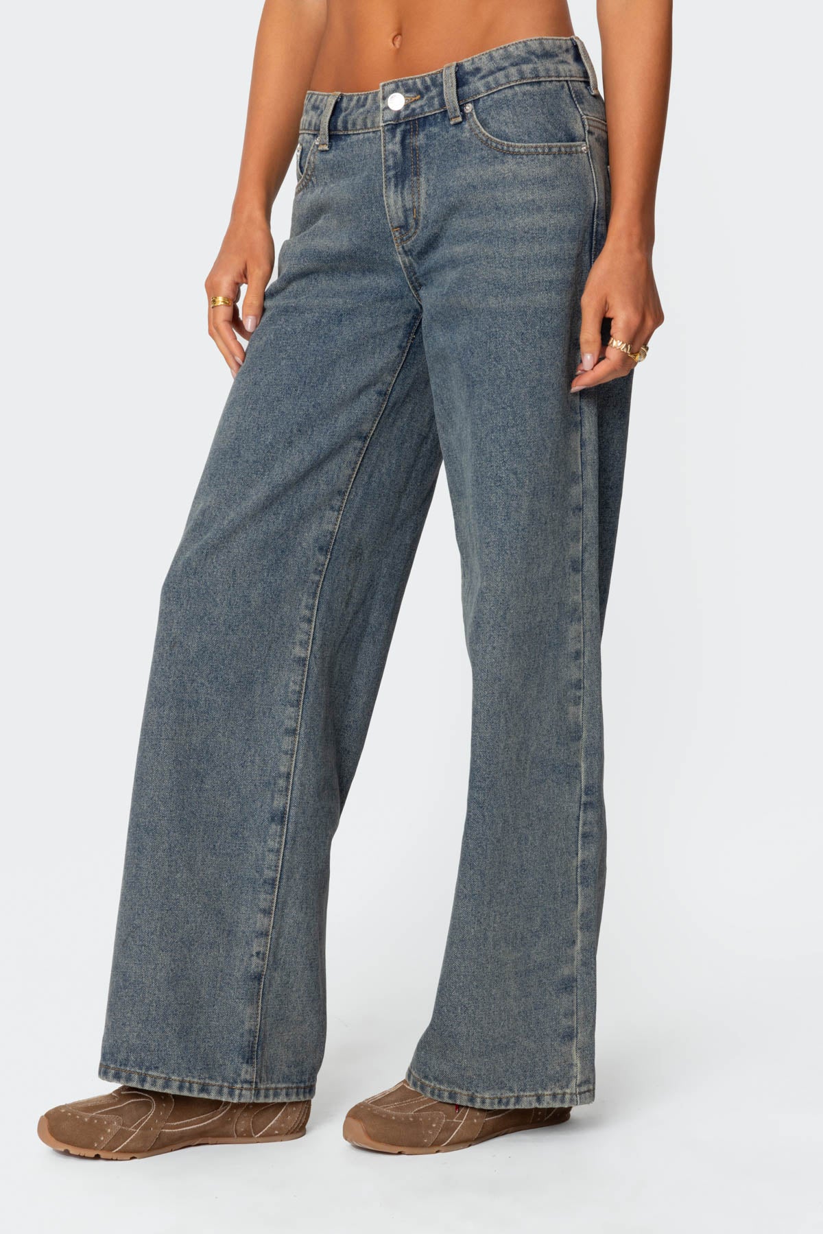 Leopard Heart Low Rise Baggy Jeans-Milans Time