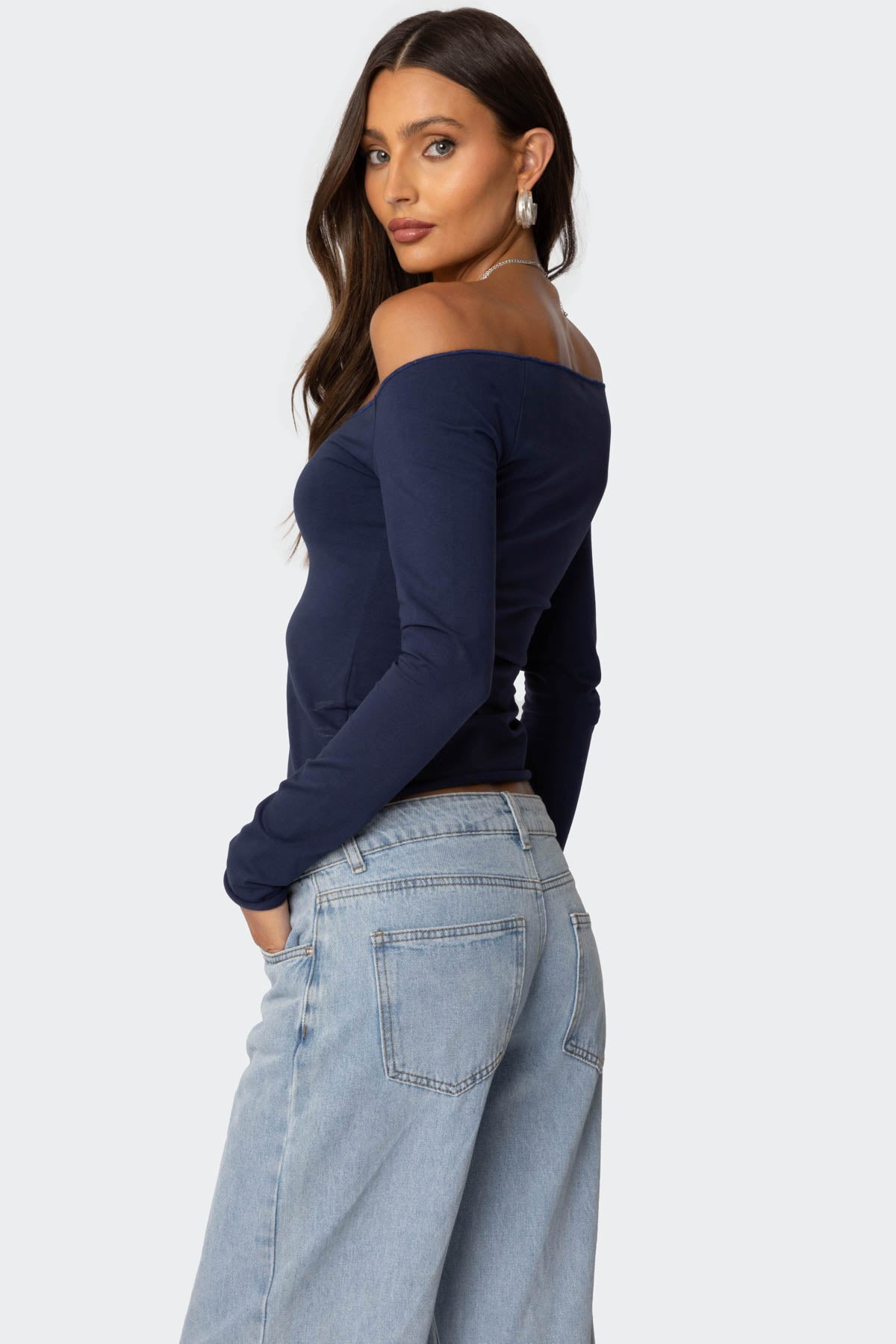 Nattie Off Shoulder V Neck Top-Milans Time