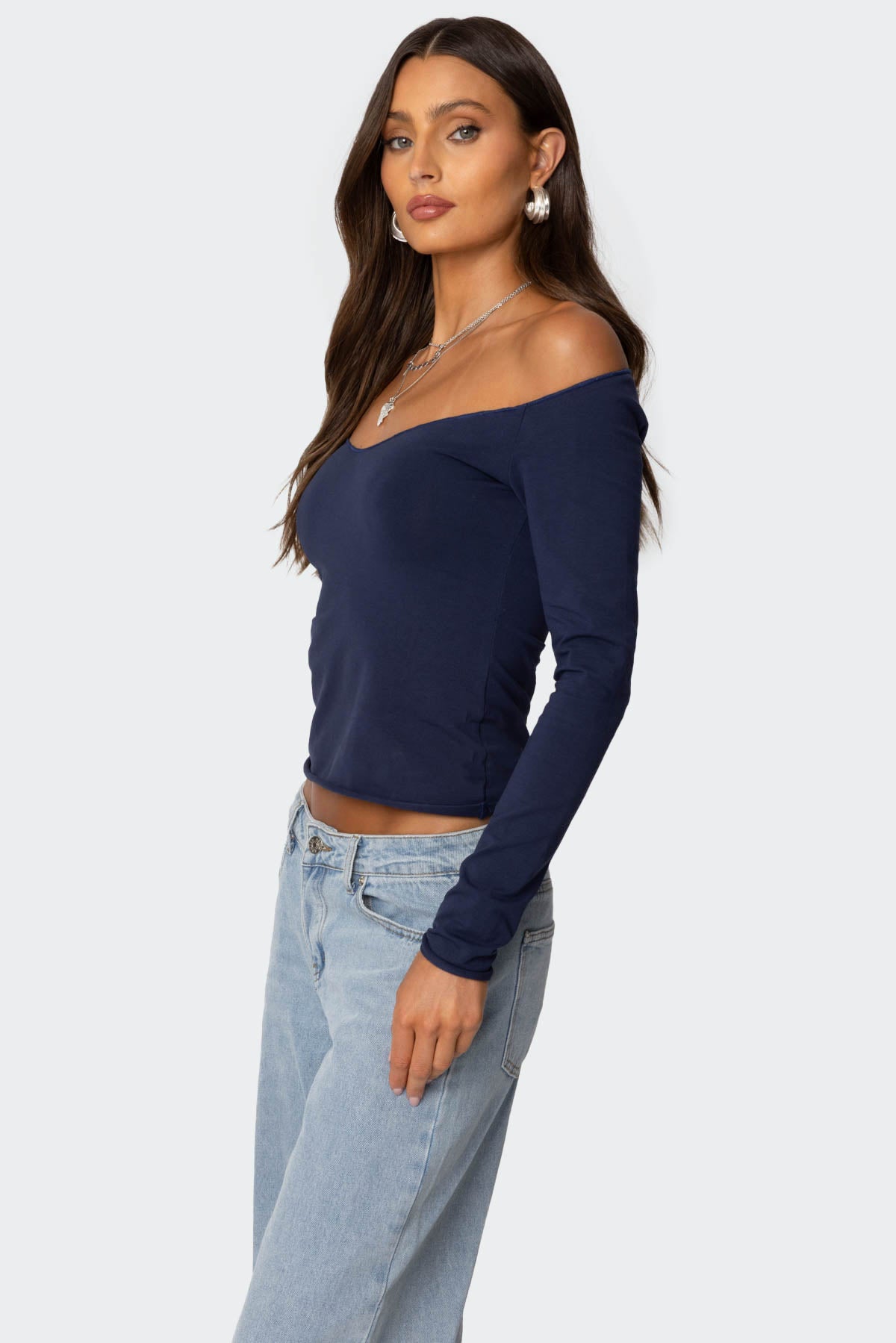 Nattie Off Shoulder V Neck Top-Milans Time