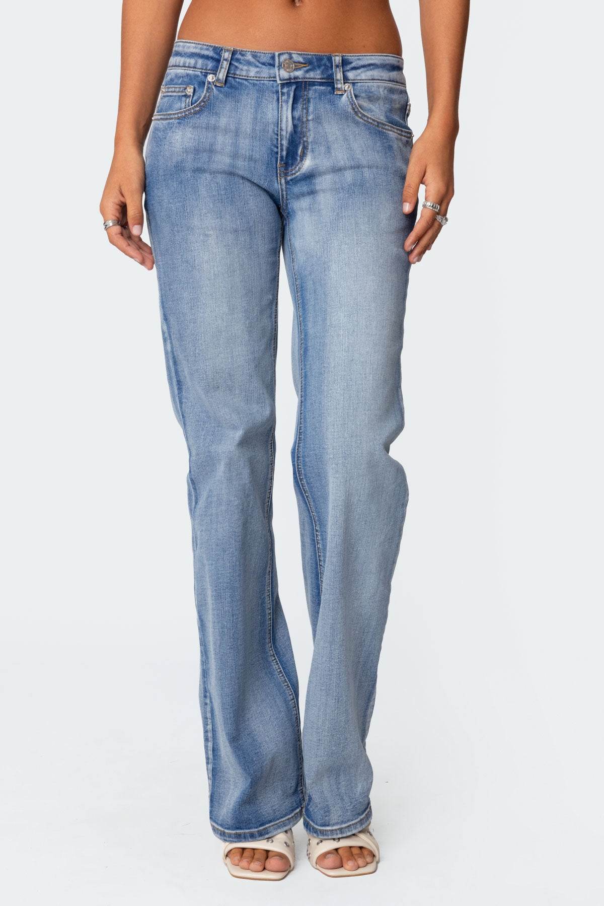 Boot Cut Washed Low Rise Jeans-Milans Time