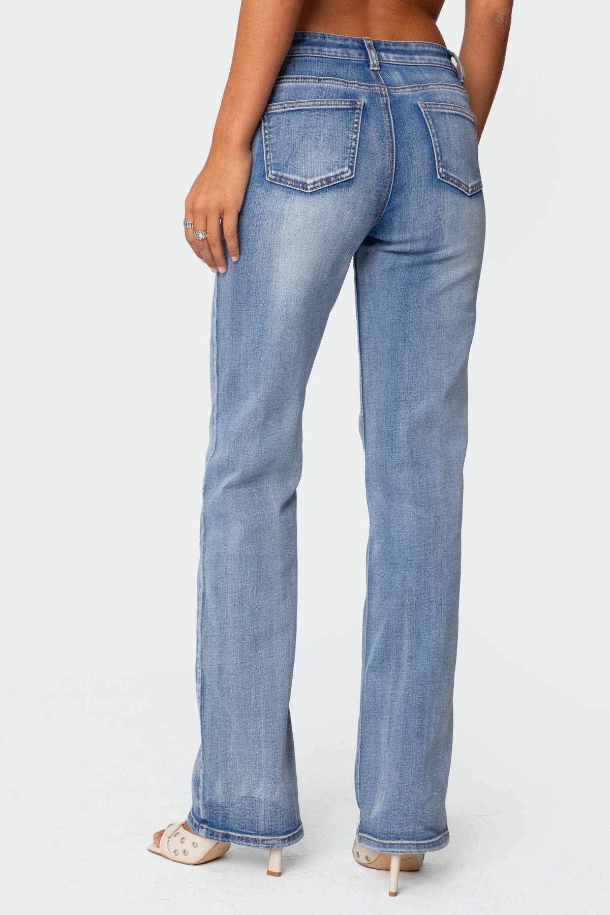 Boot Cut Washed Low Rise Jeans-Milans Time