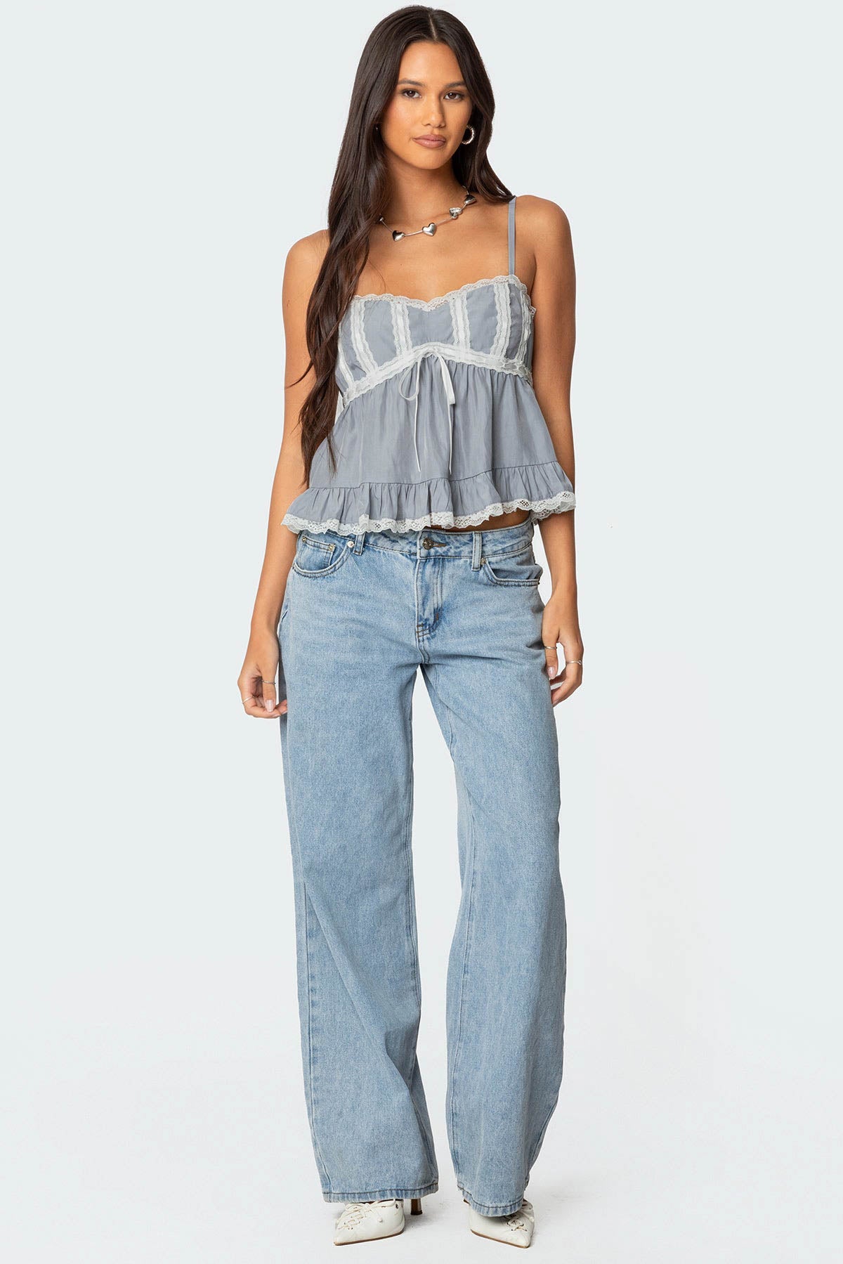 Lace Trim Babydoll Tank Top-Milans Time