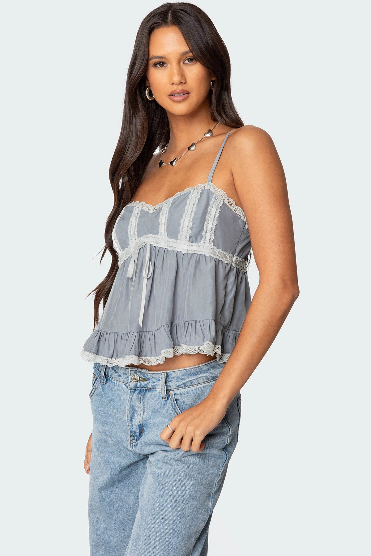 Lace Trim Babydoll Tank Top-Milans Time