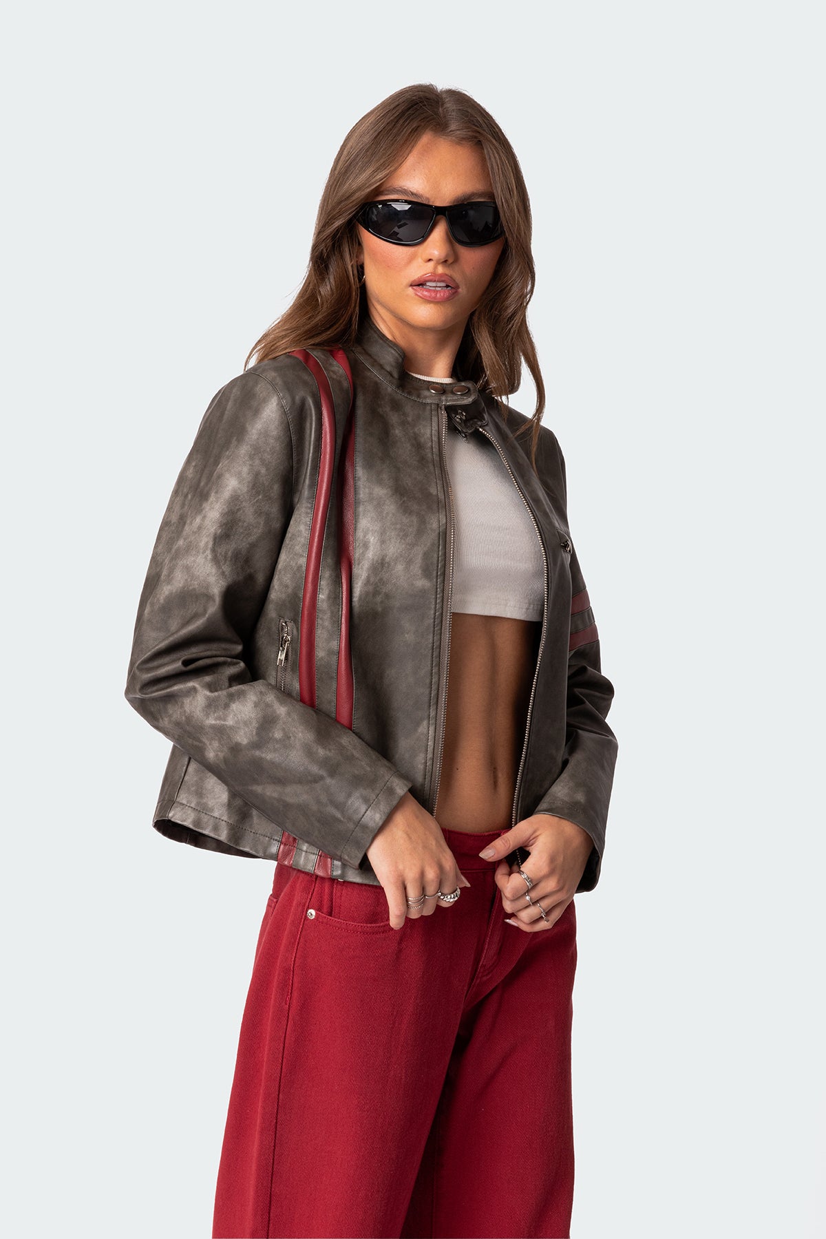 Thunder Washed Faux Leather Jacket-Milans Time