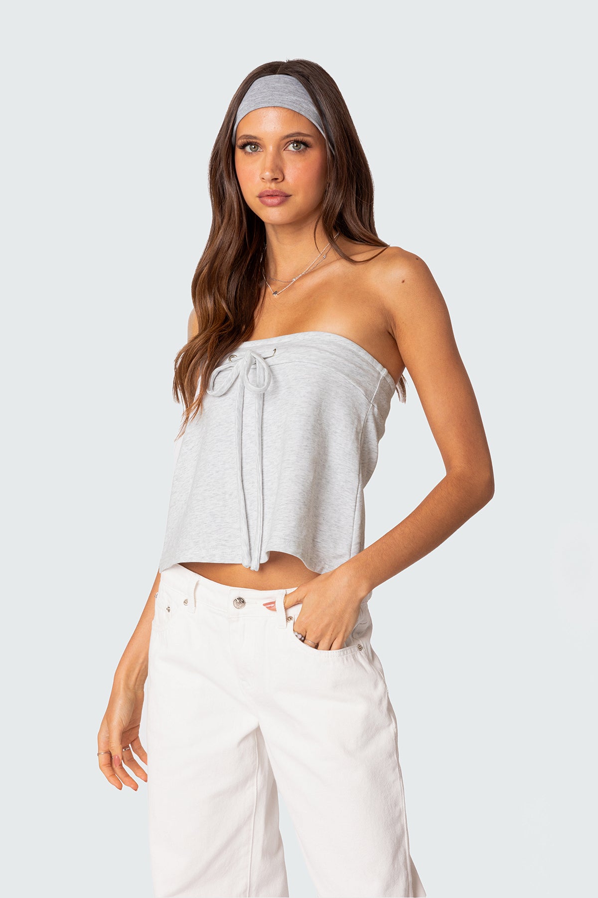 Caroline Tie Front Strapless Top-Milans Time