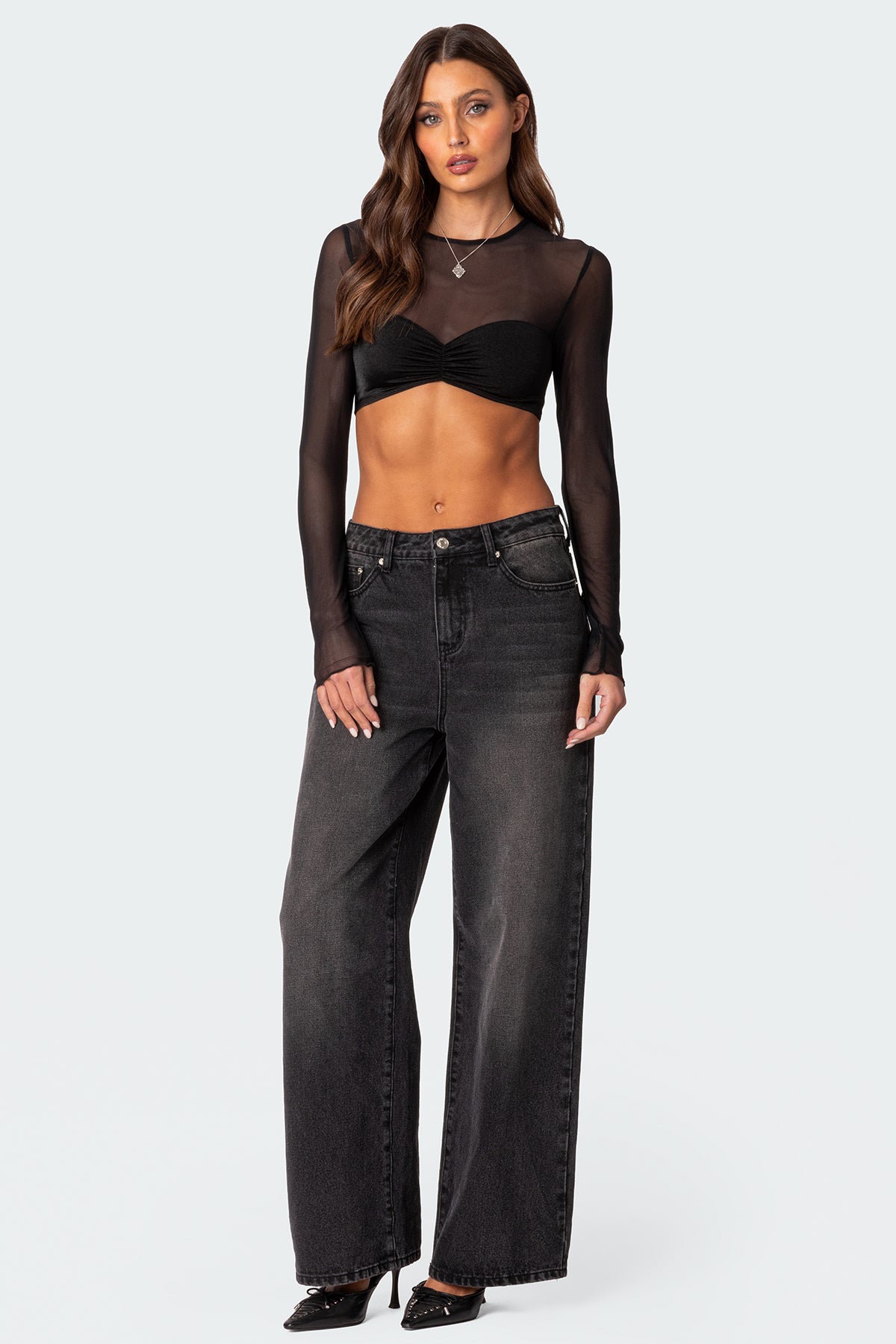 Night Out Sheer Crop Top-Milans Time
