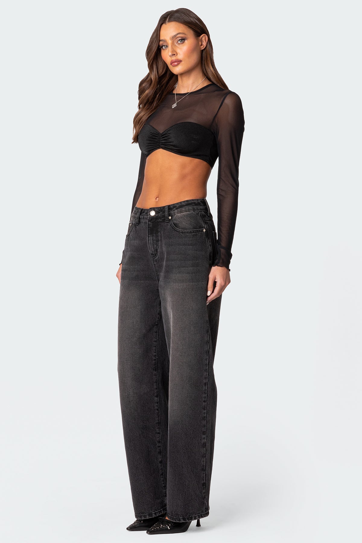 Night Out Sheer Crop Top-Milans Time