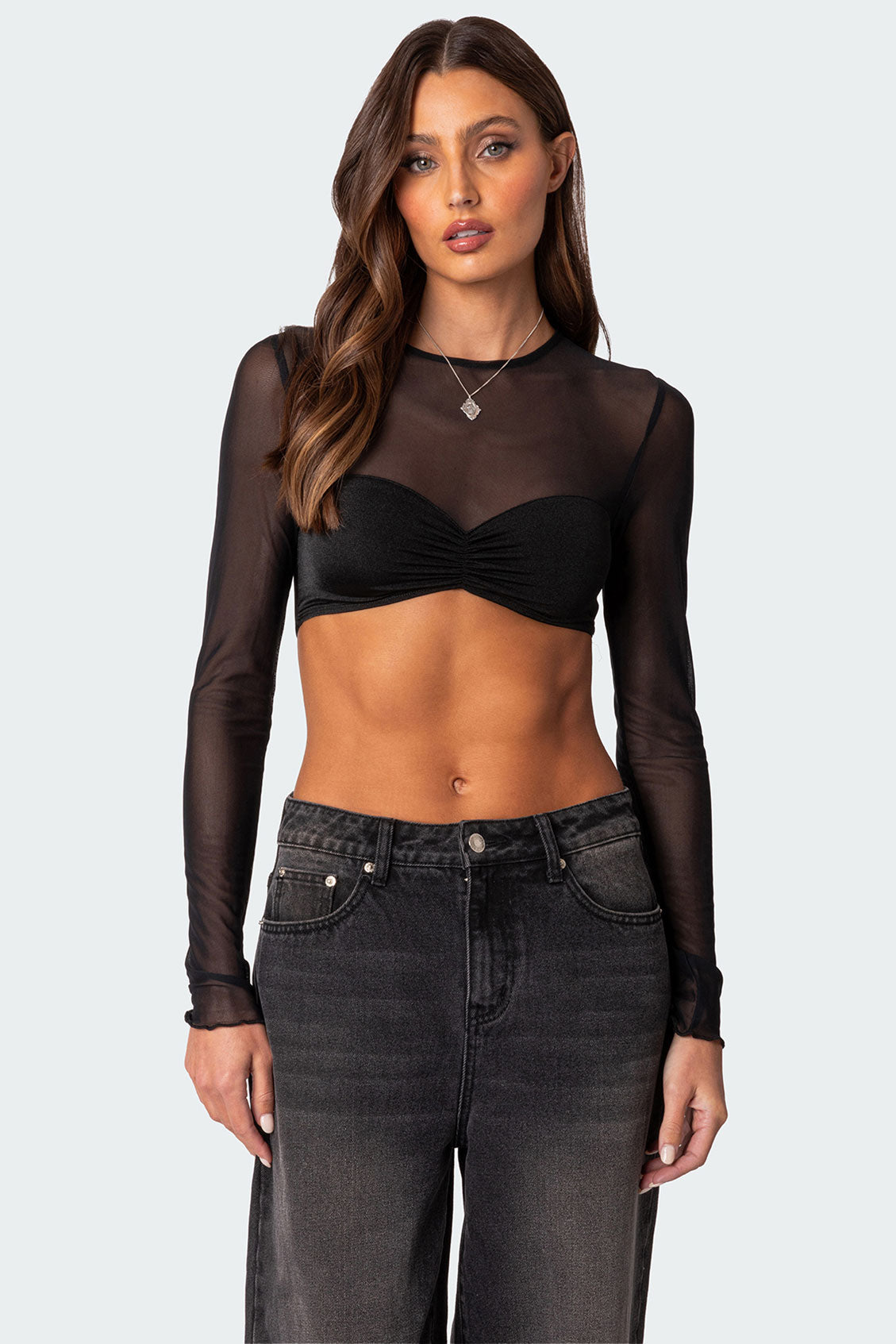 Night Out Sheer Crop Top-Milans Time