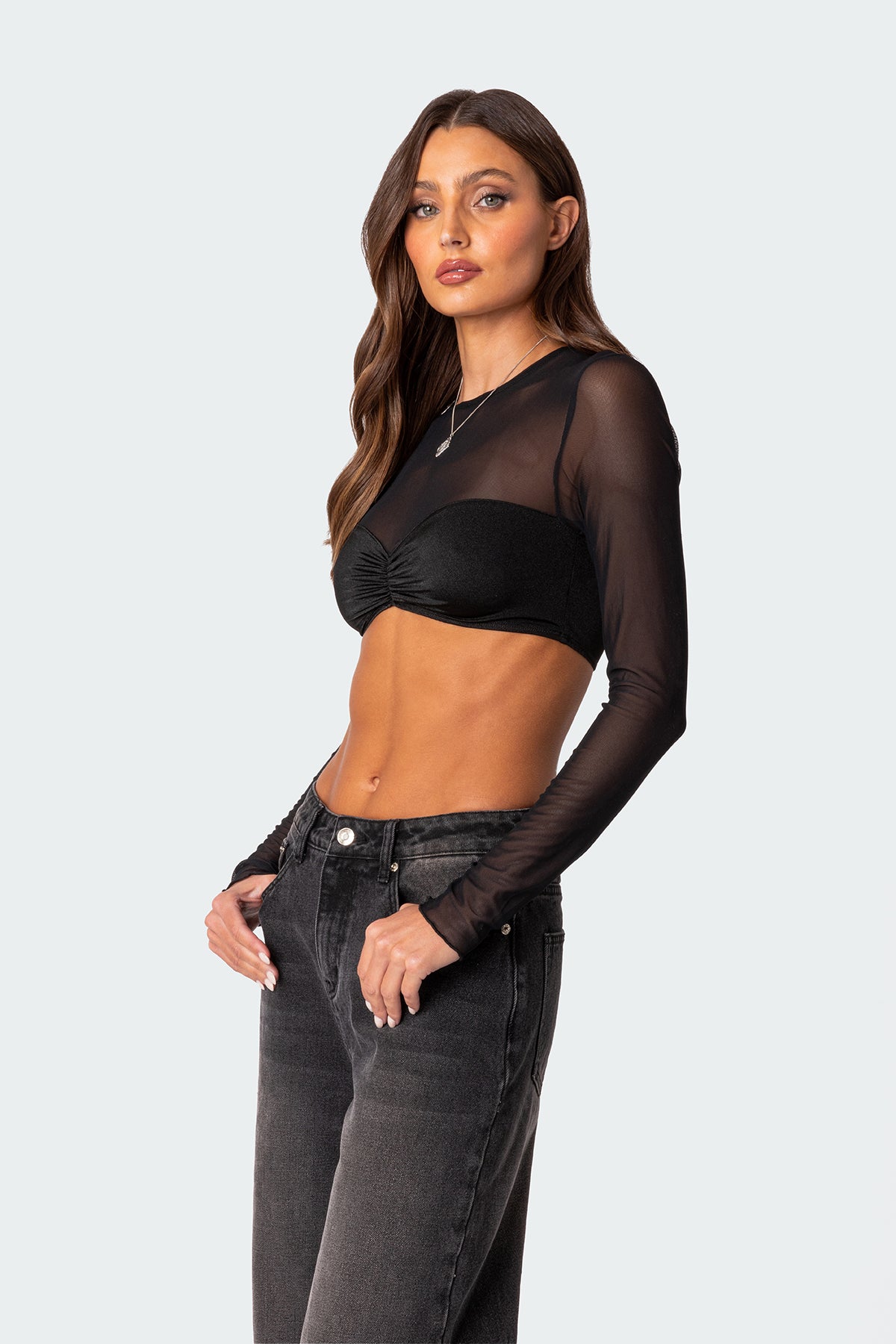 Night Out Sheer Crop Top-Milans Time