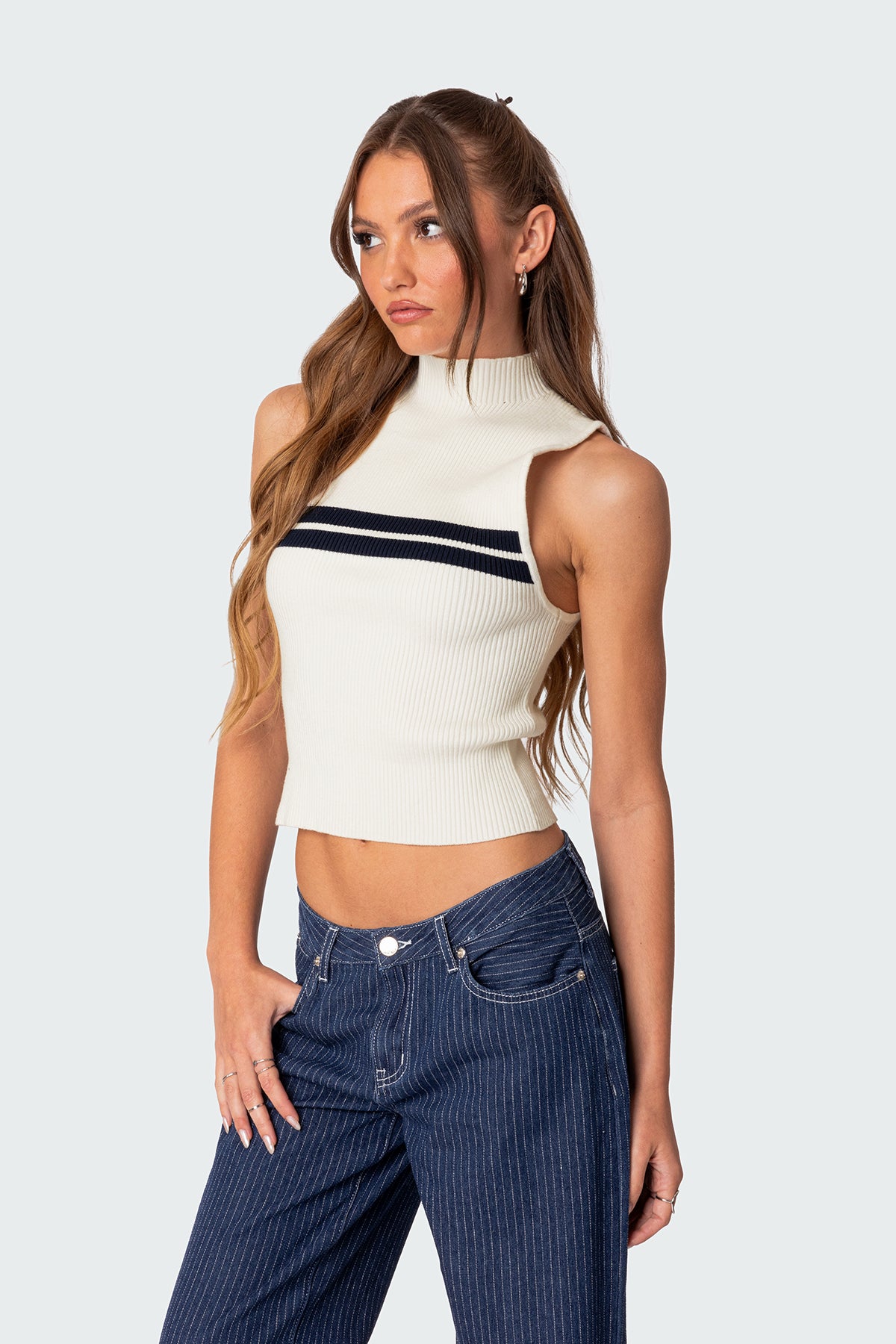 Eliza Ribbed High Neck Top-Milans Time